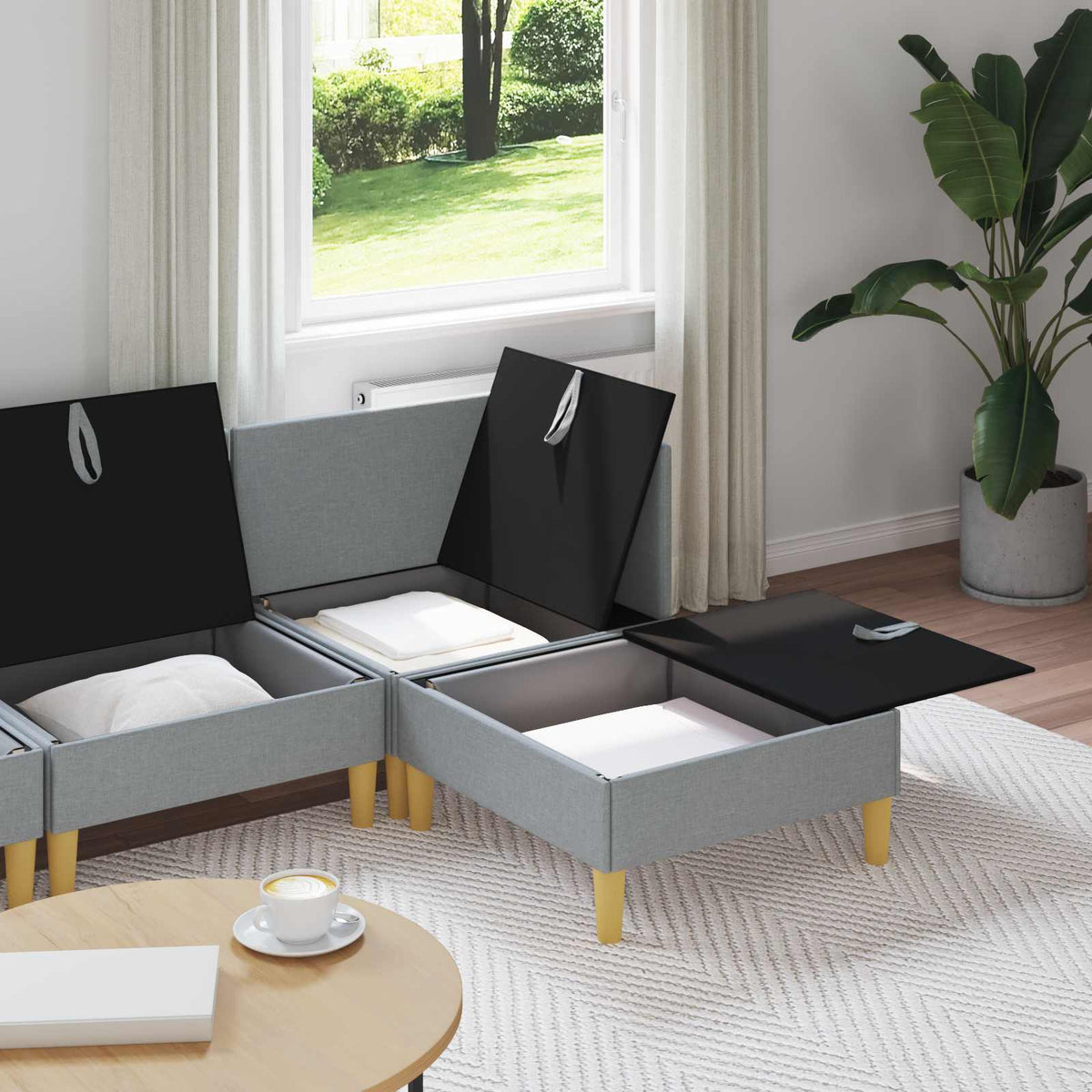Set namještaja za dnevni boravak 4 pcs Svjetlosiva Tkanina