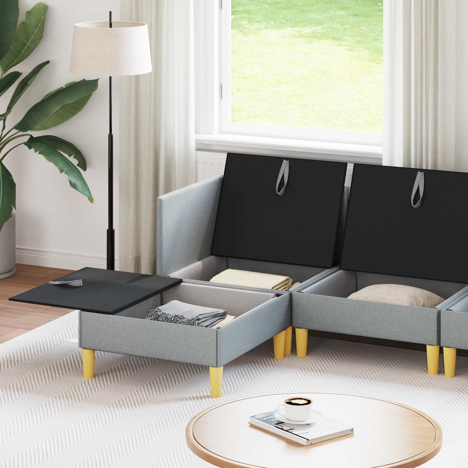 Modularni set sofe sa skladištem 5 pcs Svjetlosiva Tkanina