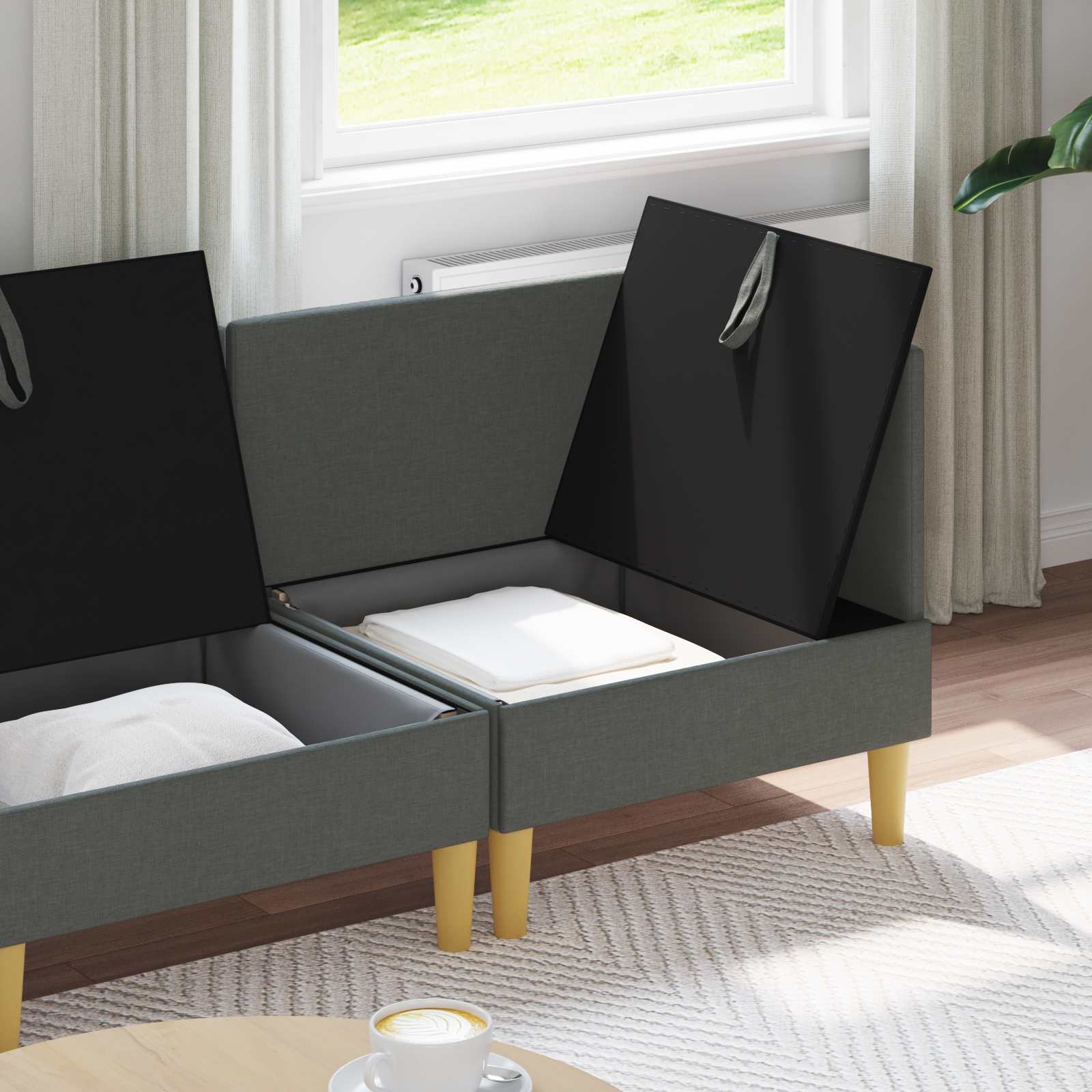 Modularni set sofe sa skladištem 4 pcs Tamnosiva Tkanina