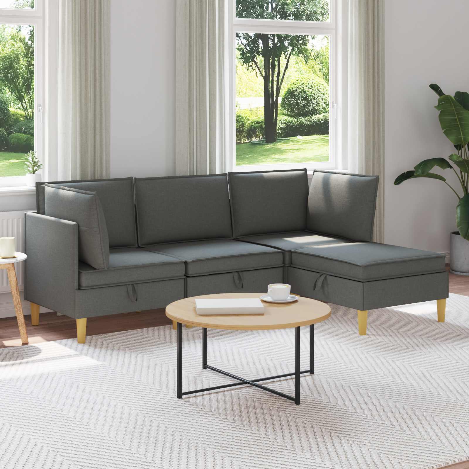 Modularni set sofe sa skladištem 4 pcs Tamnosiva Tkanina