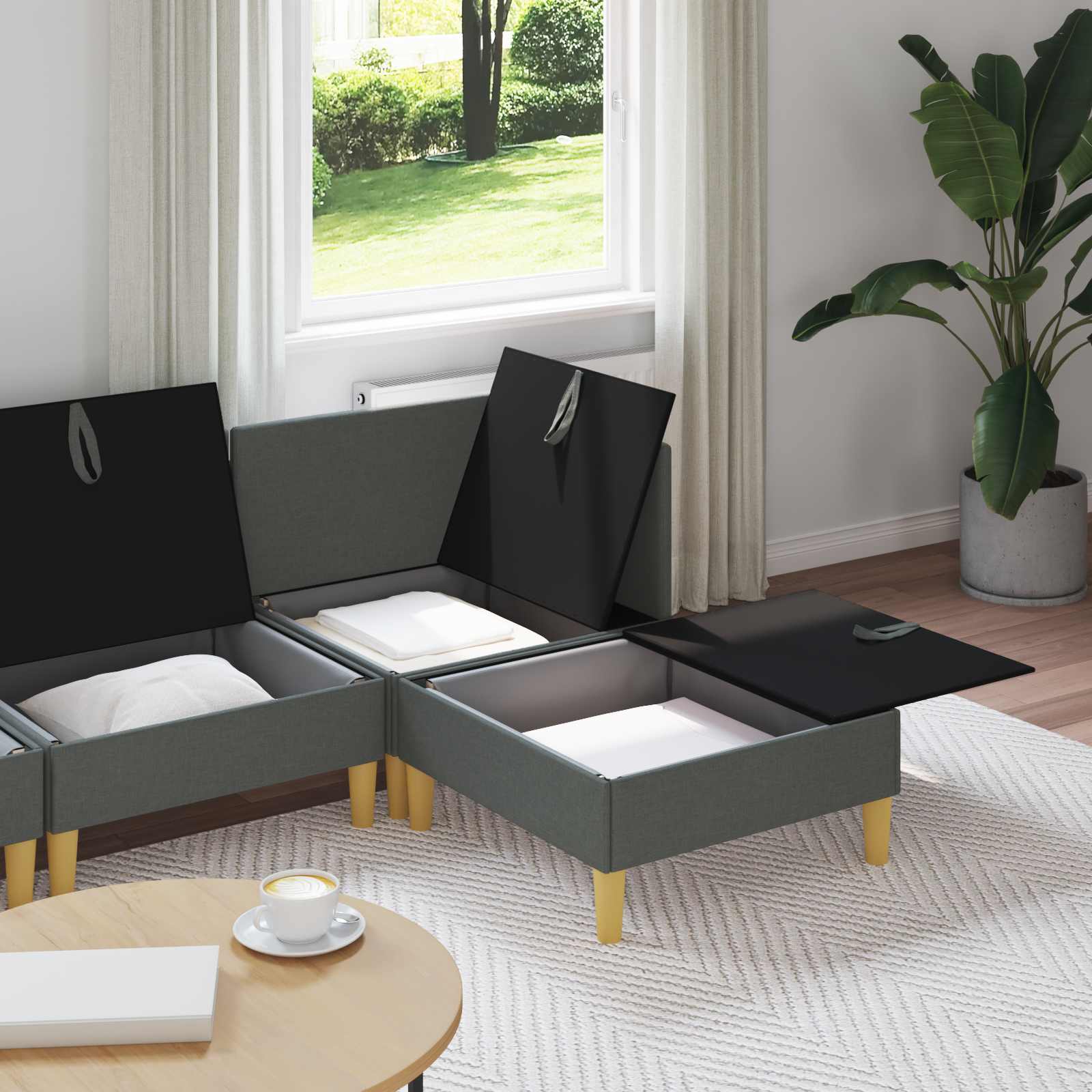 Modularni set sofe sa skladištem 4 pcs Tamnosiva Tkanina