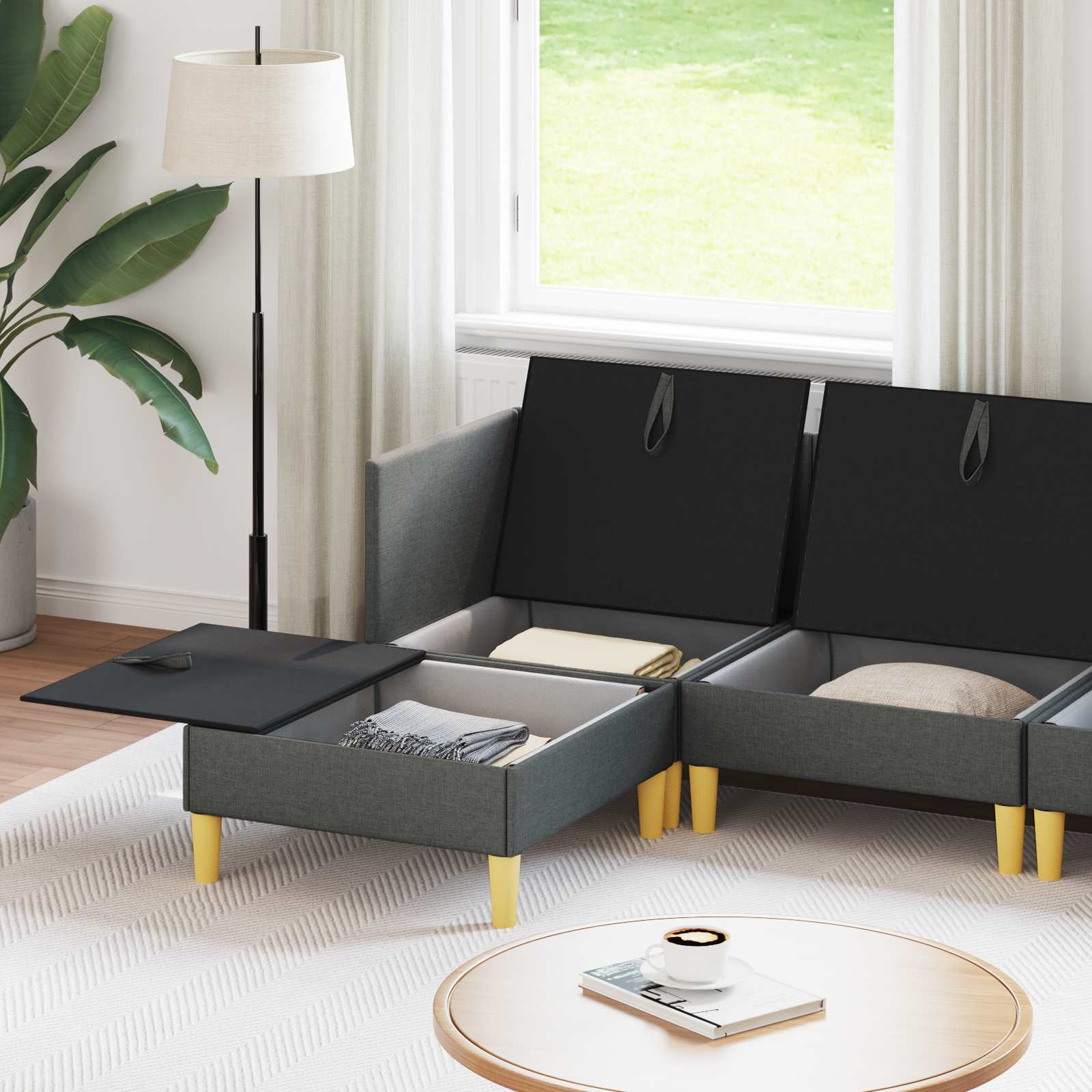 Modularni set sofe sa skladištem 6 pcs Tamnosiva Tkanina