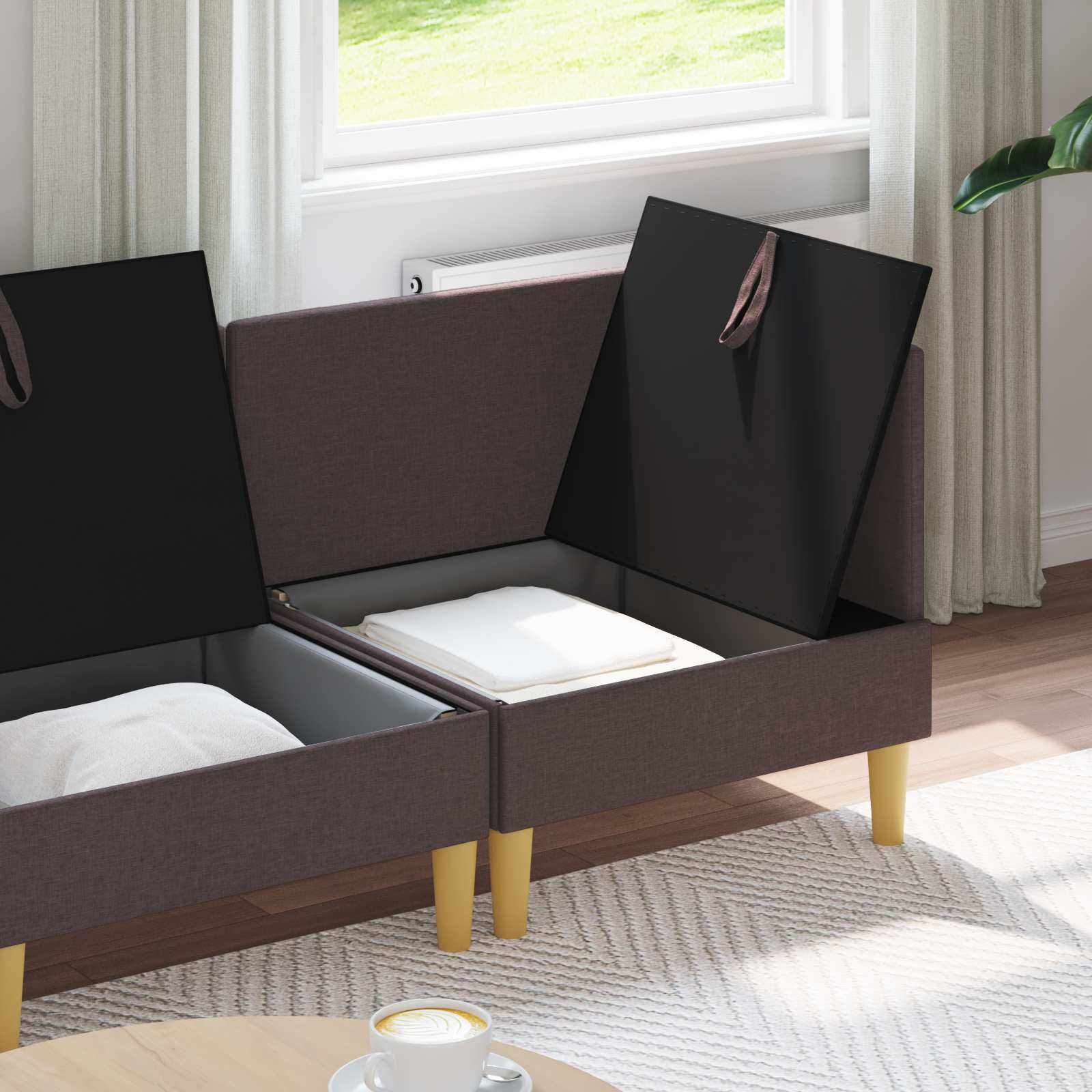 Set namještaja za dnevni boravak 4 pcs Tamno smeđa Tkanina