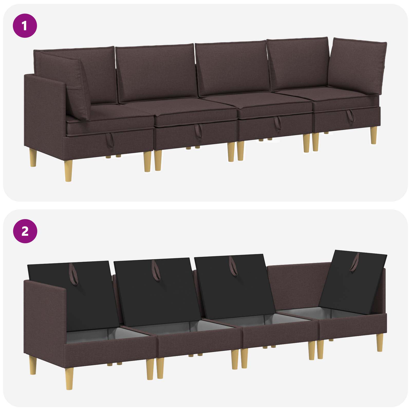 Set namještaja za dnevni boravak 4 pcs Tamno smeđa Tkanina