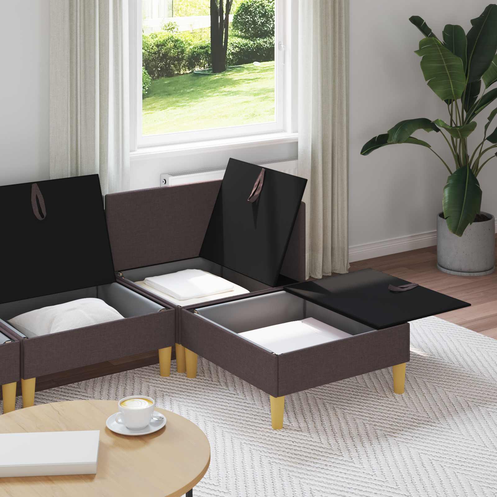 Set namještaja za dnevni boravak 4 pcs Tamno smeđa Tkanina
