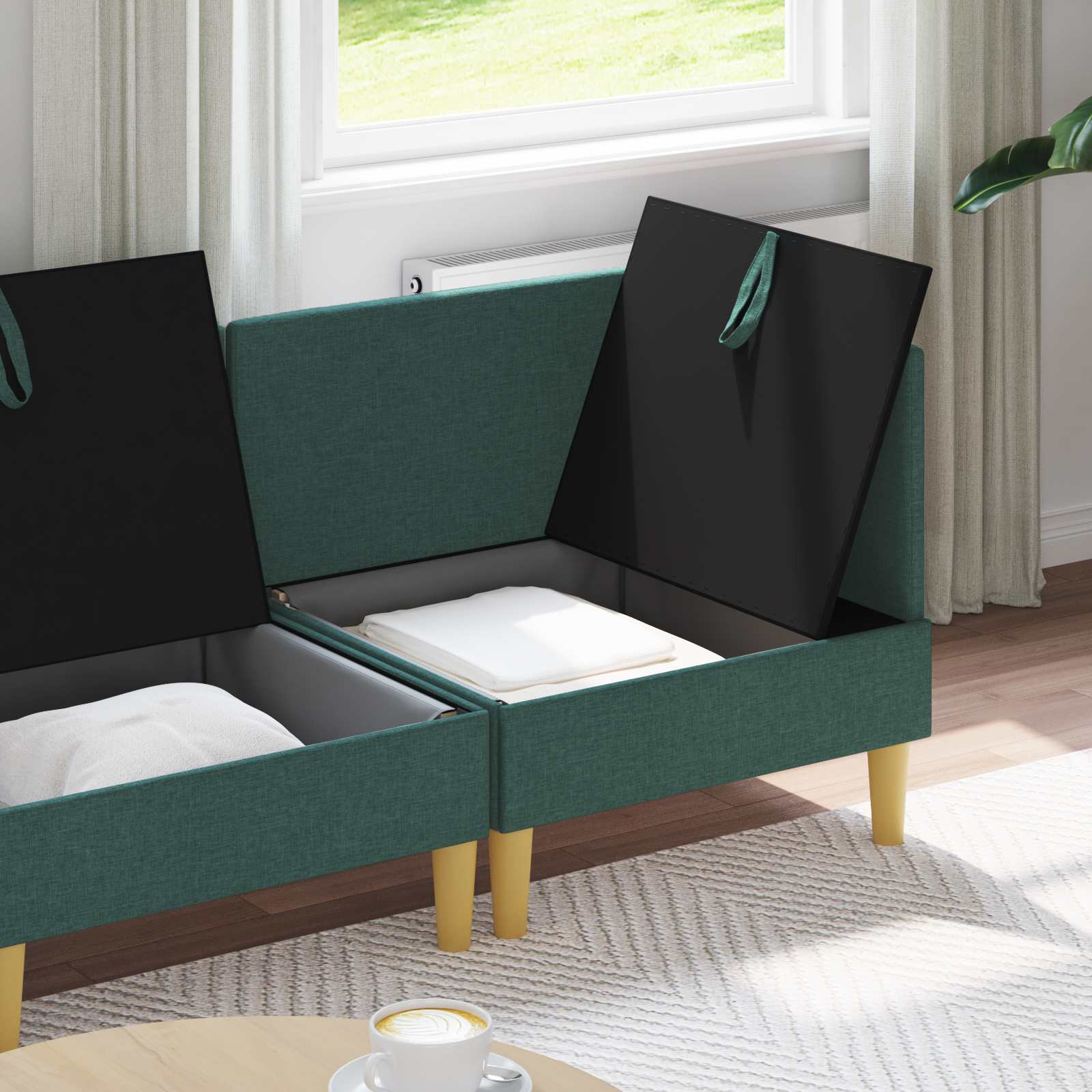 Set namještaja za dnevni boravak 4 pcs Tamnozelena Tkanina