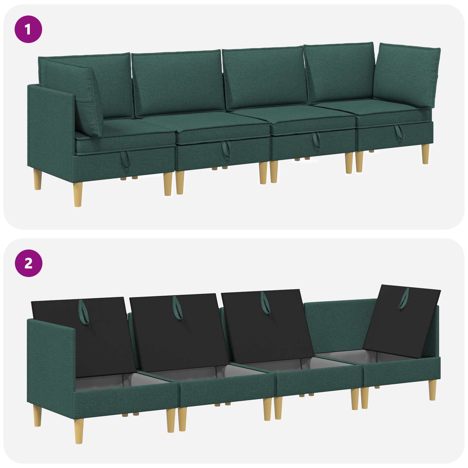 Set namještaja za dnevni boravak 4 pcs Tamnozelena Tkanina