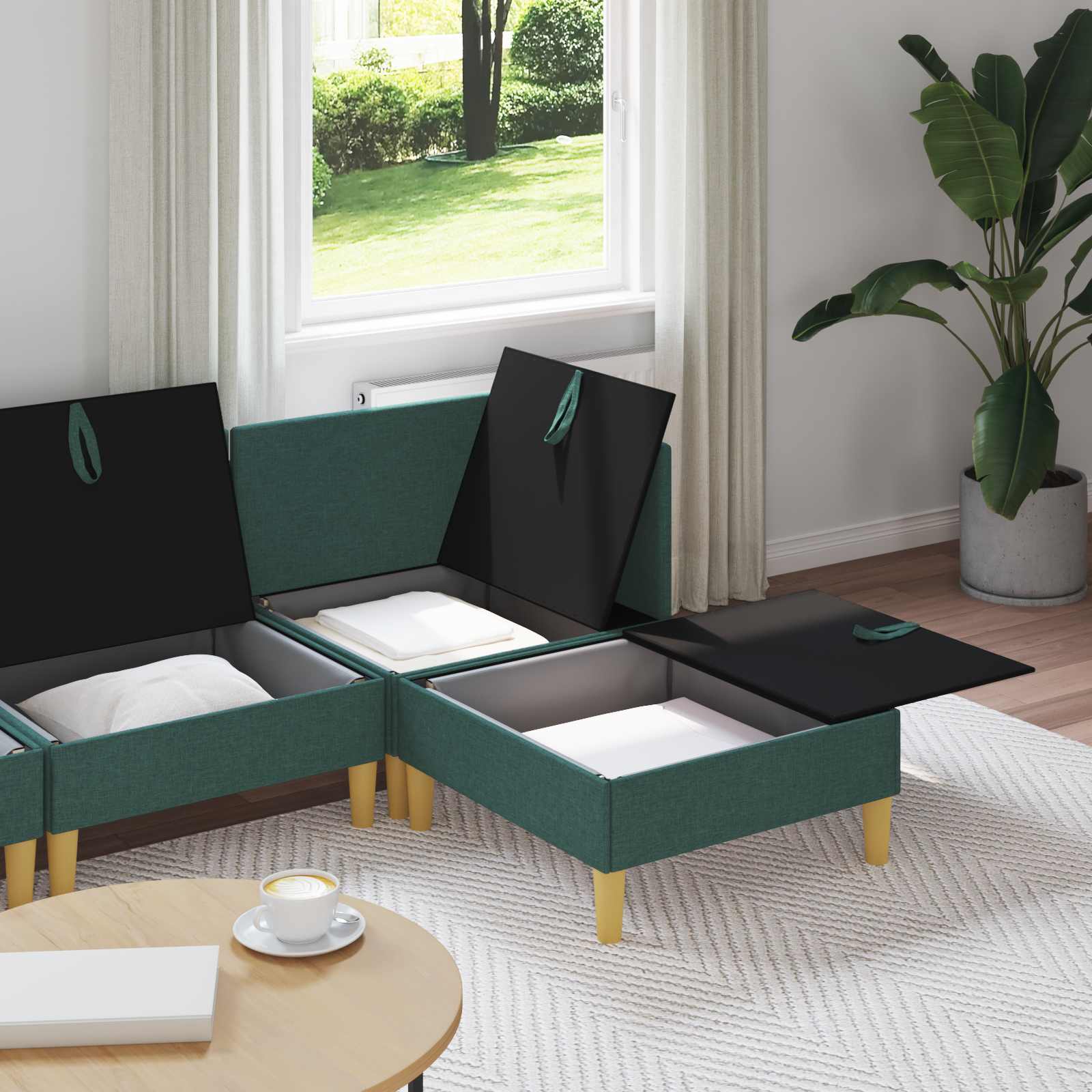 Set namještaja za dnevni boravak 4 pcs Tamnozelena Tkanina