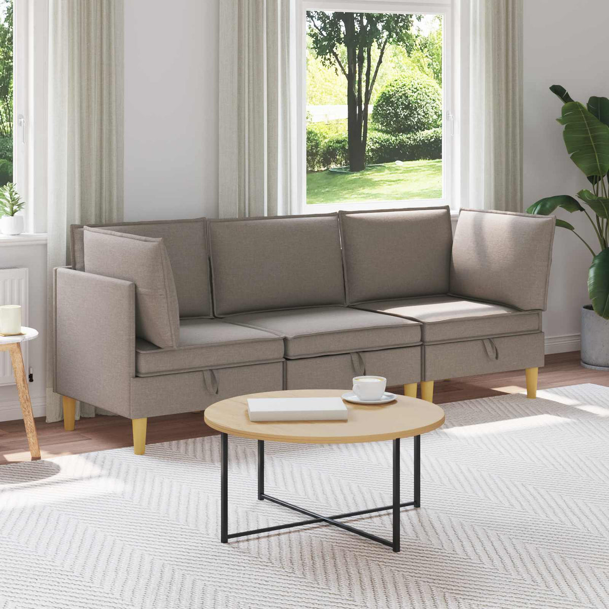 Set namještaja za dnevni boravak 3 pcs Sivosmeđa Tkanina
