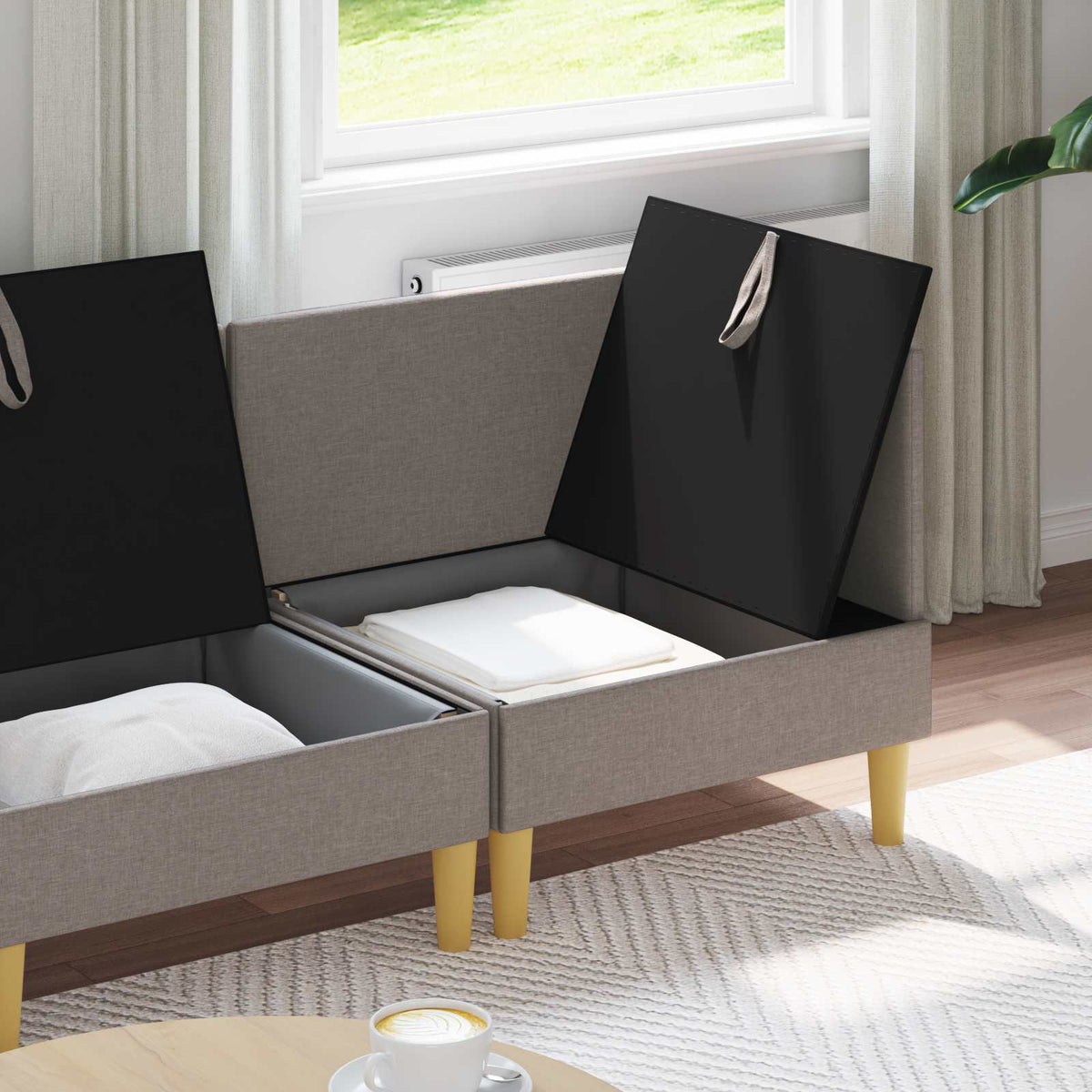 Set namještaja za dnevni boravak 3 pcs Sivosmeđa Tkanina