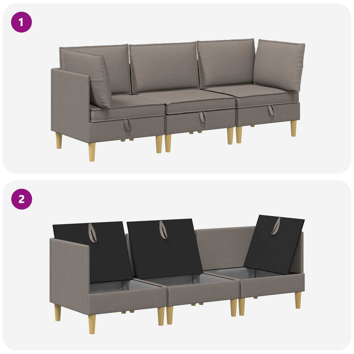Set namještaja za dnevni boravak 3 pcs Sivosmeđa Tkanina