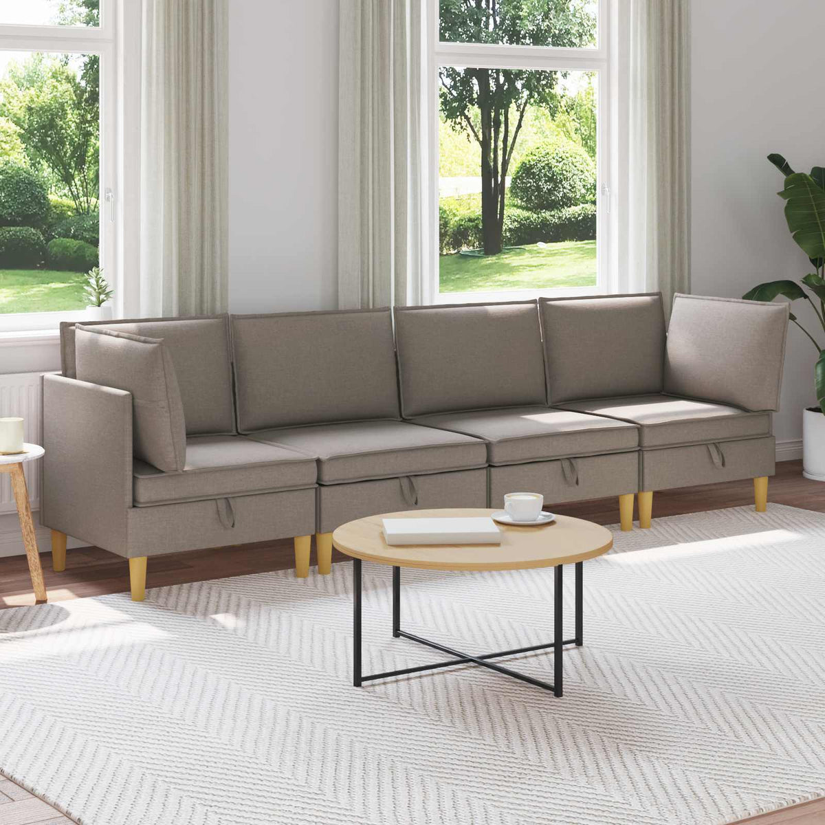Set namještaja za dnevni boravak 4 pcs Sivosmeđa Tkanina