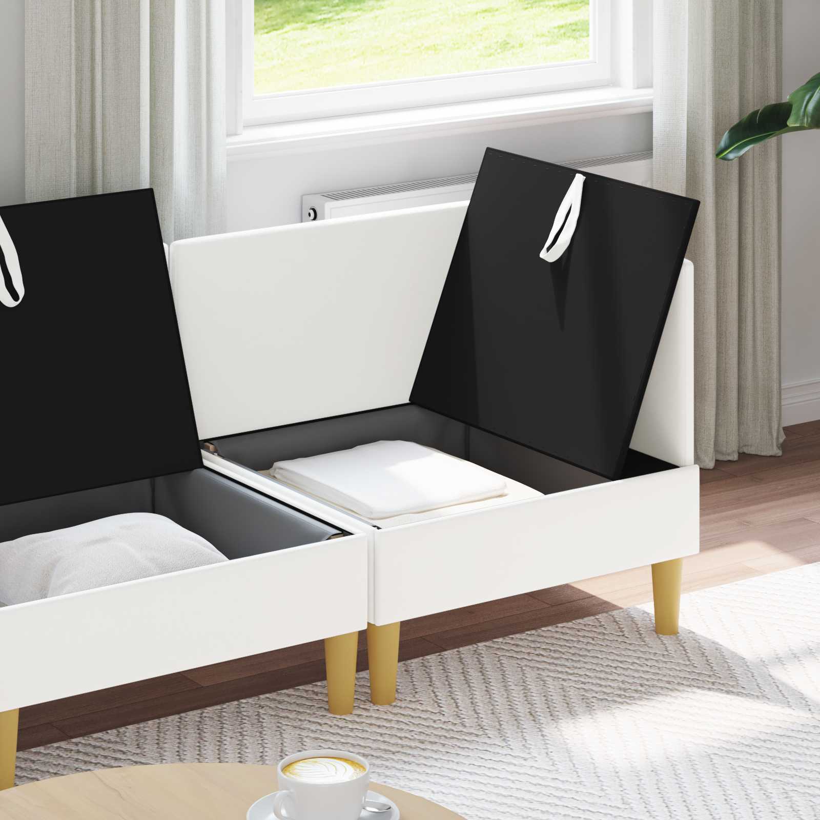 Set namještaja za dnevni boravak 3 pcs Bijela Tkanina