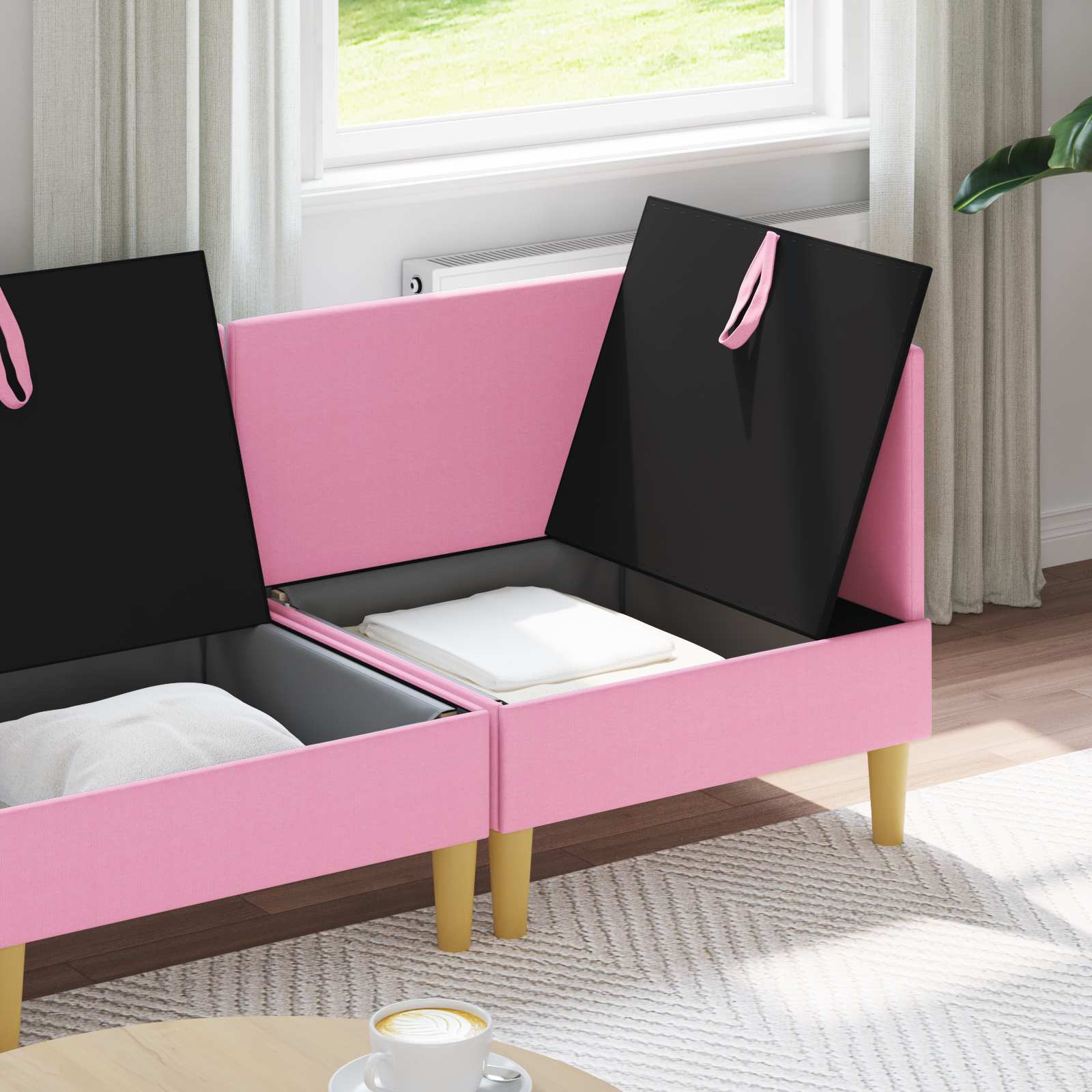 Set namještaja za dnevni boravak 4 pcs Ružičasta Tkanina