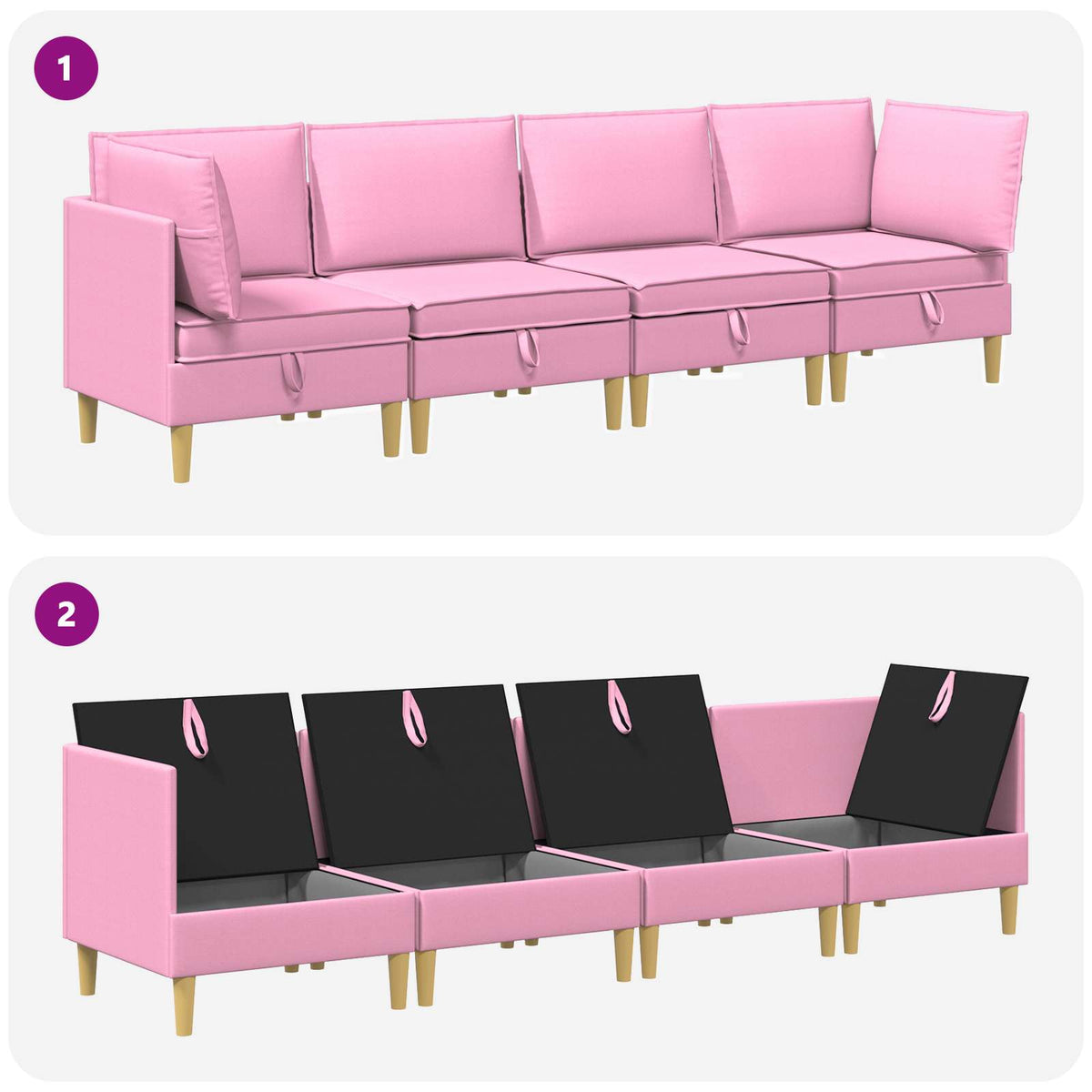 Set namještaja za dnevni boravak 4 pcs Ružičasta Tkanina