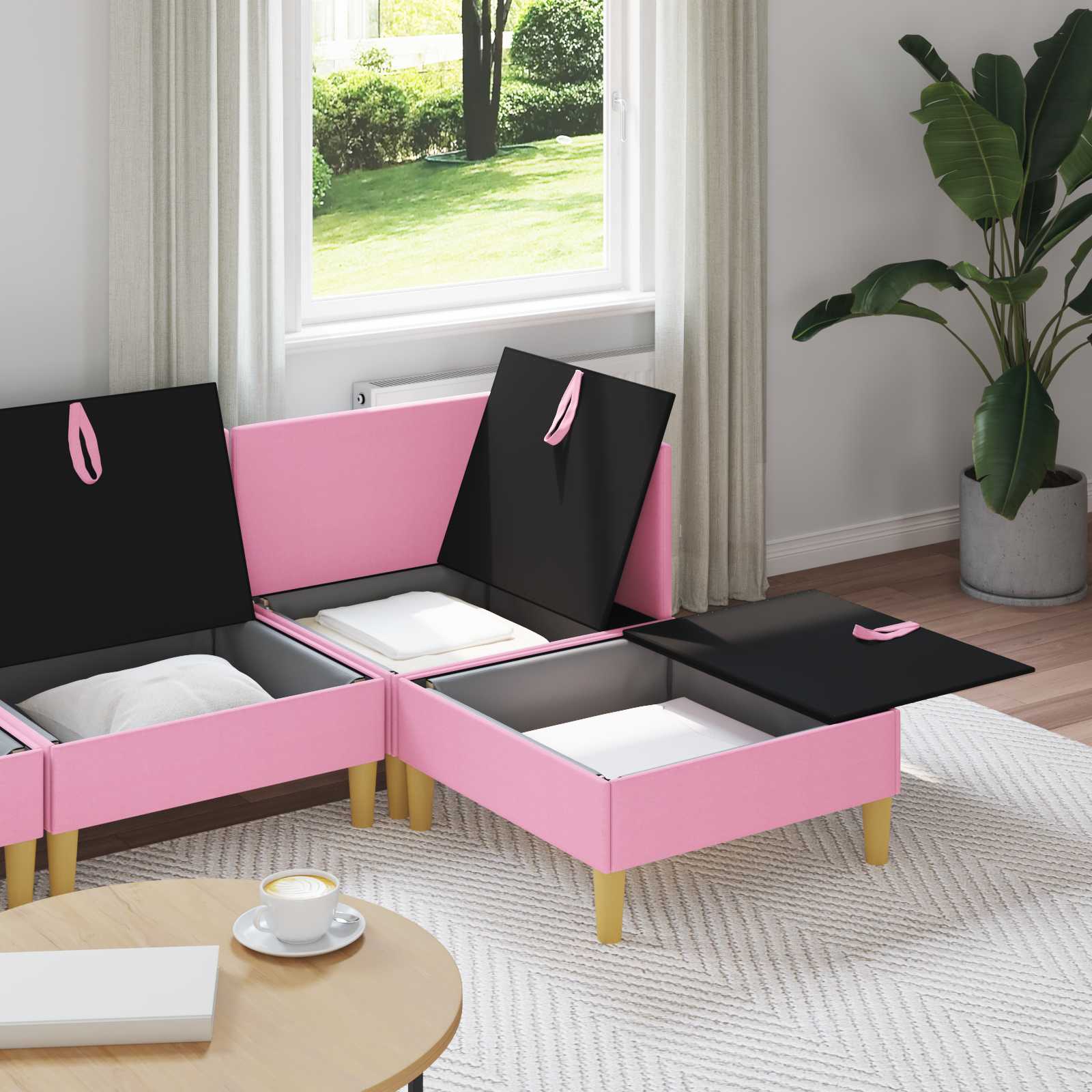 Set namještaja za dnevni boravak 4 pcs Ružičasta Tkanina