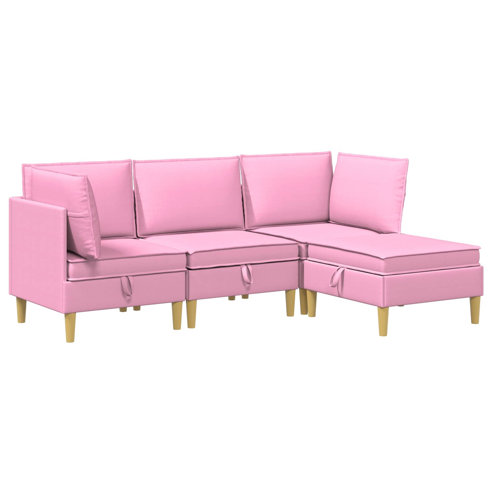 Set namještaja za dnevni boravak 4 pcs Ružičasta Tkanina