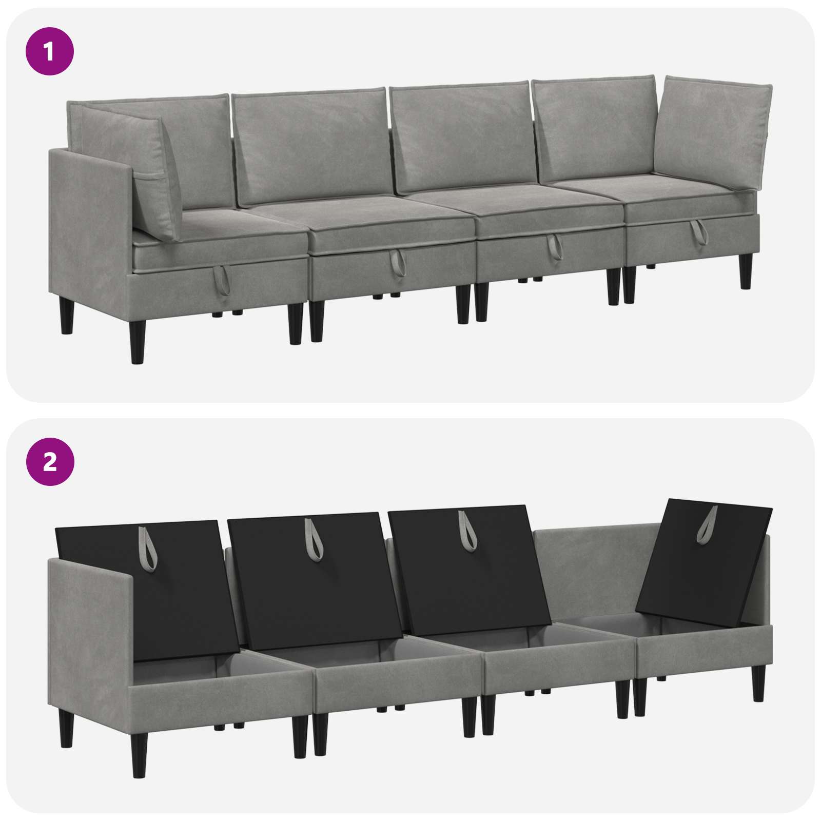 Set namještaja za dnevni boravak 4 pcs Svjetlosiva Baršun