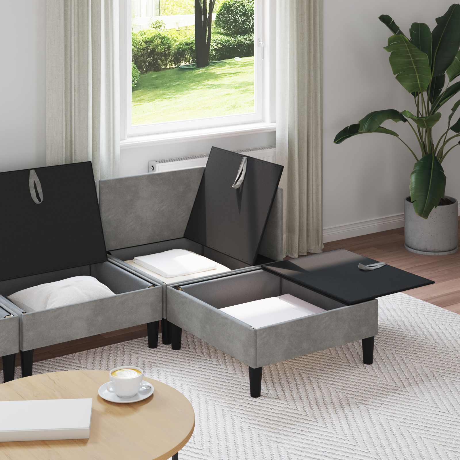 Set namještaja za dnevni boravak 4 pcs Svjetlosiva Baršun