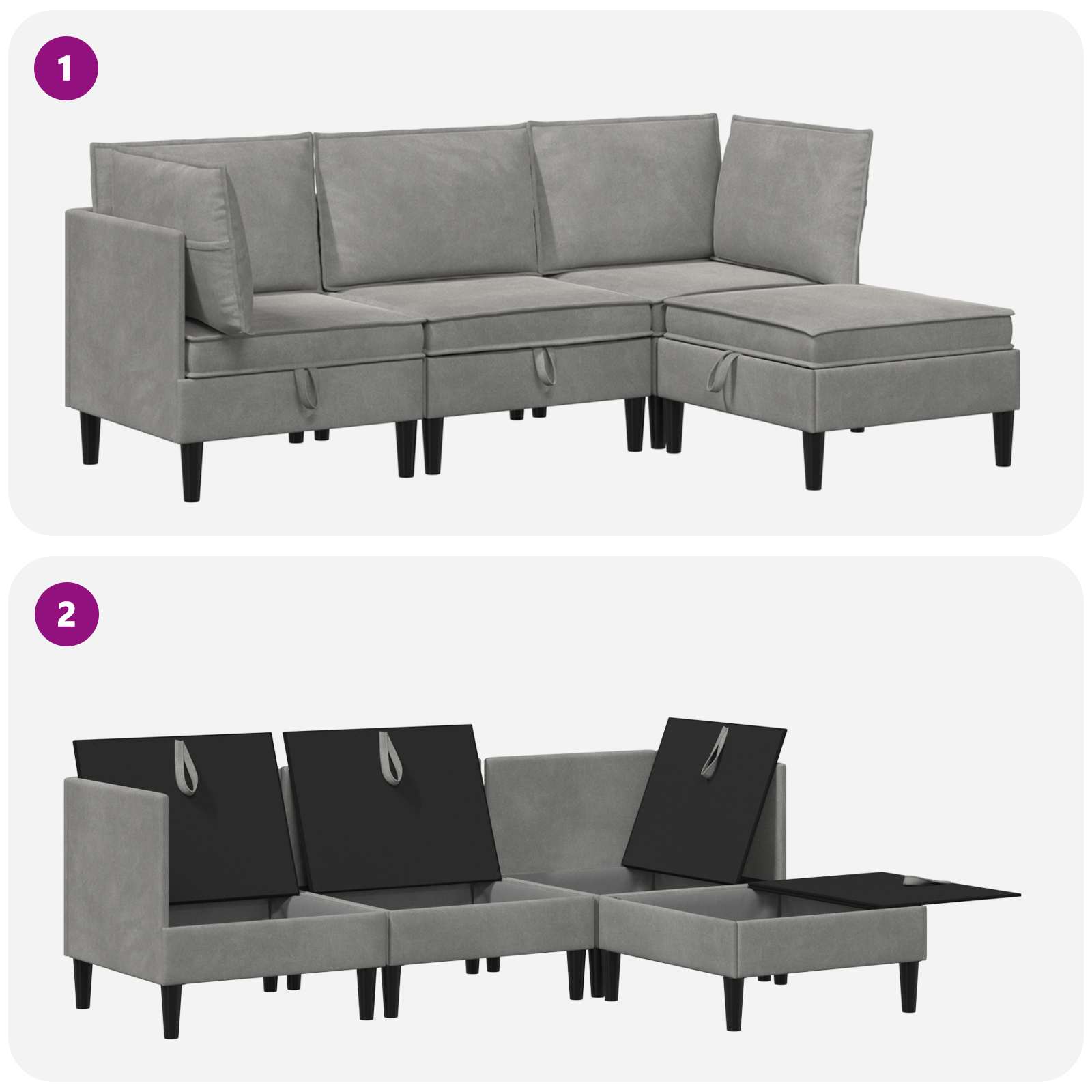 Set namještaja za dnevni boravak 4 pcs Svjetlosiva Baršun