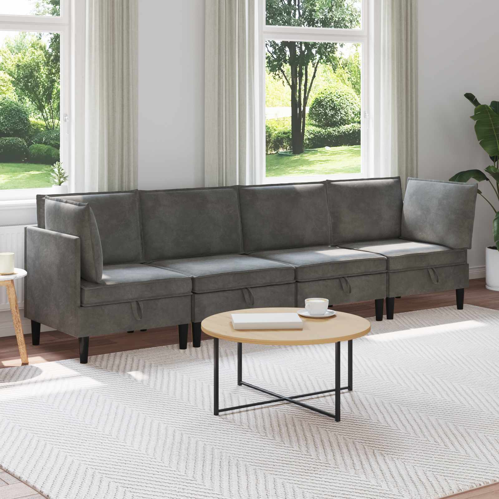 Set namještaja za dnevni boravak 4 pcs Tamnosiva Baršun