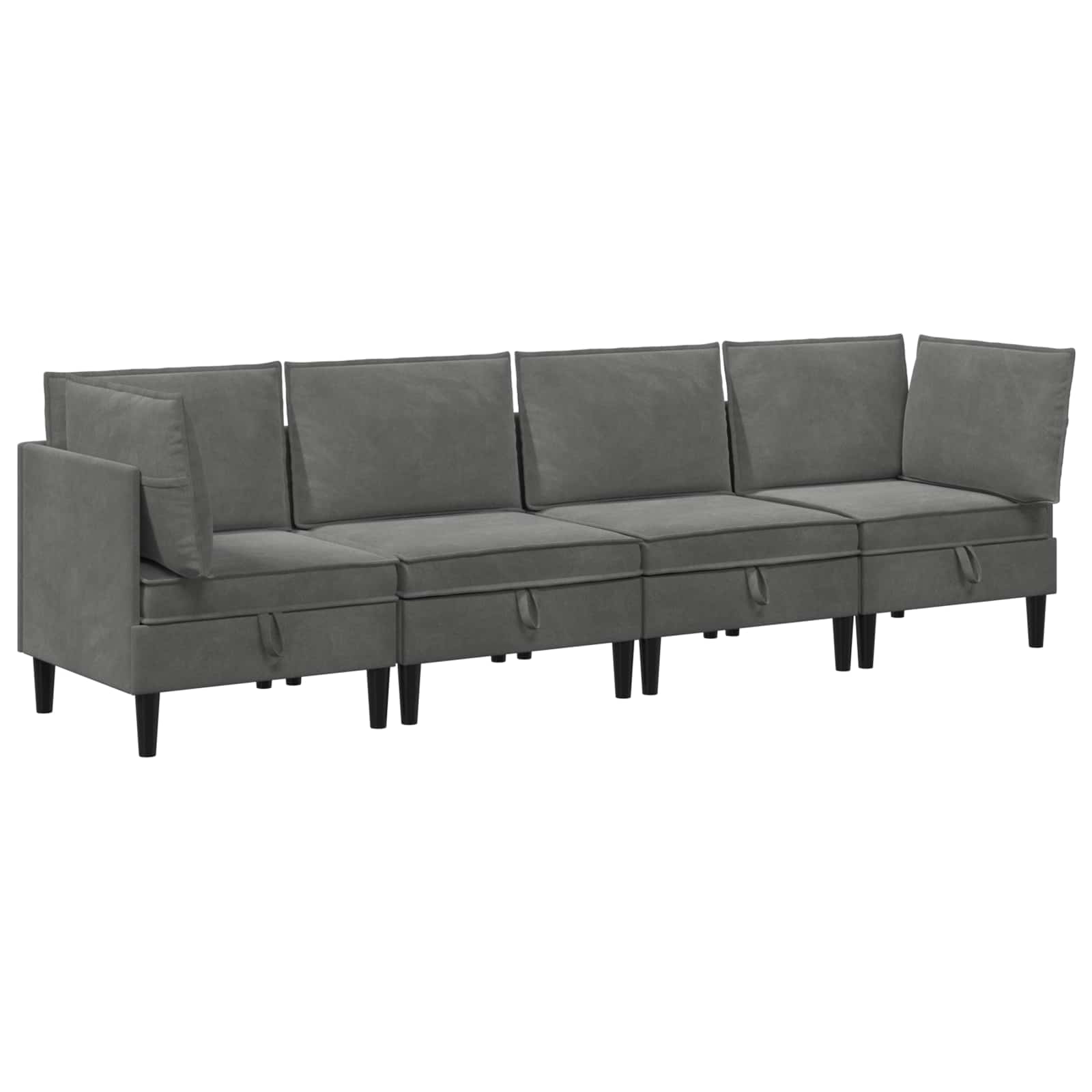 Set namještaja za dnevni boravak 4 pcs Tamnosiva Baršun