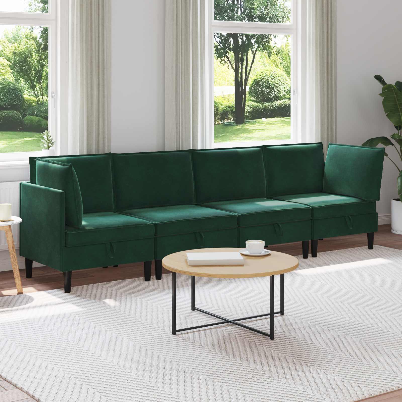 Set namještaja za dnevni boravak 4 pcs Tamnozelena Baršun