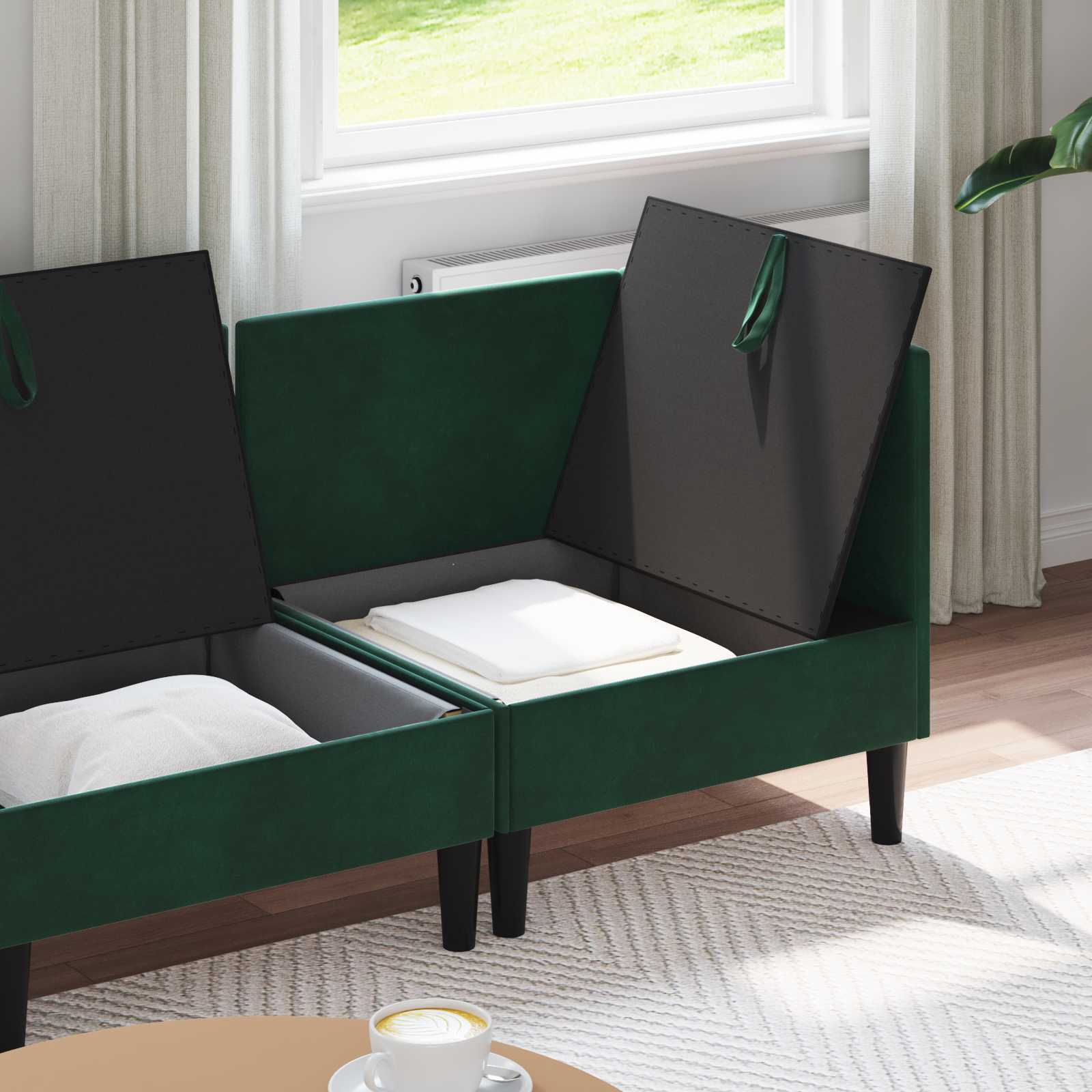 Set namještaja za dnevni boravak 4 pcs Tamnozelena Baršun