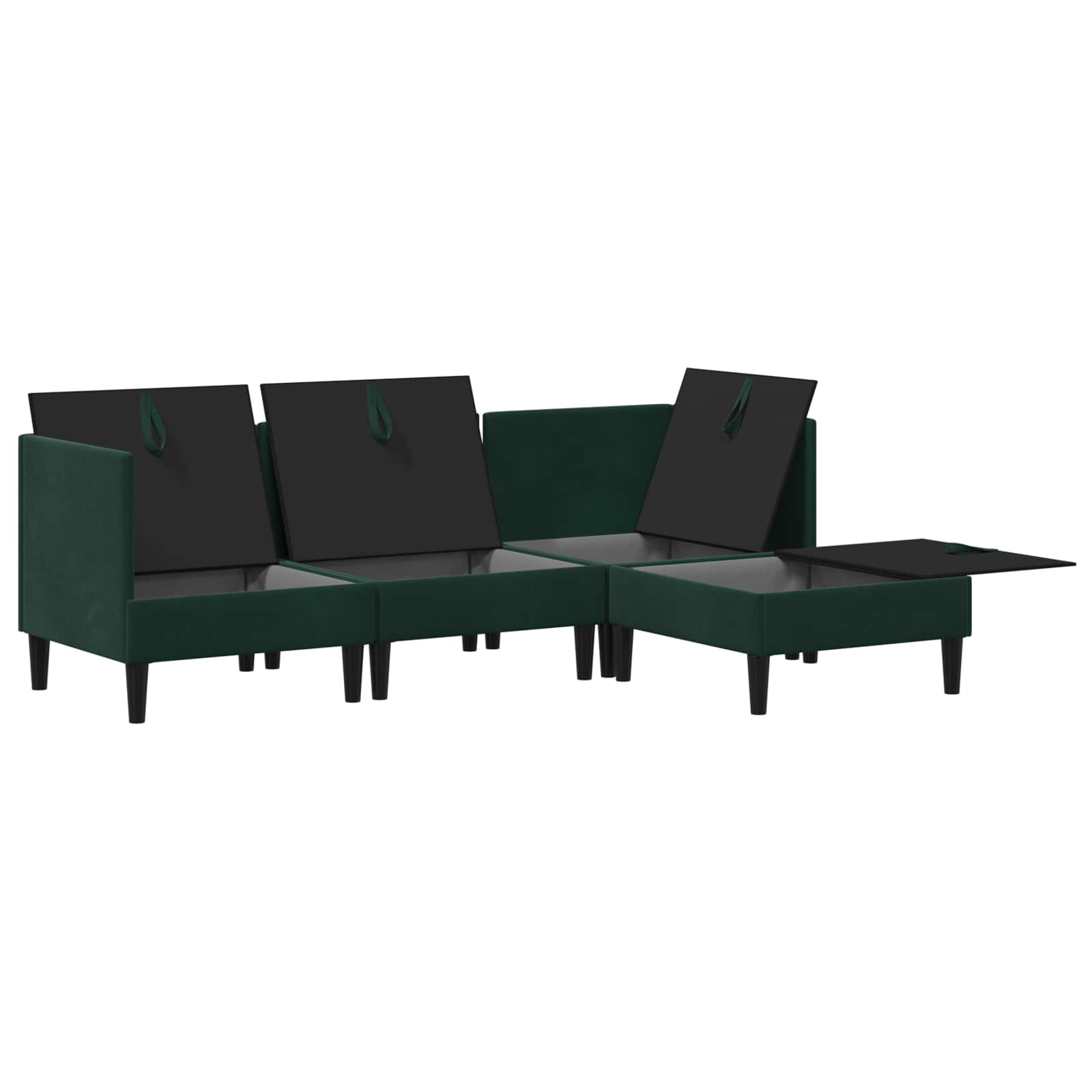 Set namještaja za dnevni boravak 4 pcs Tamnozelena Baršun