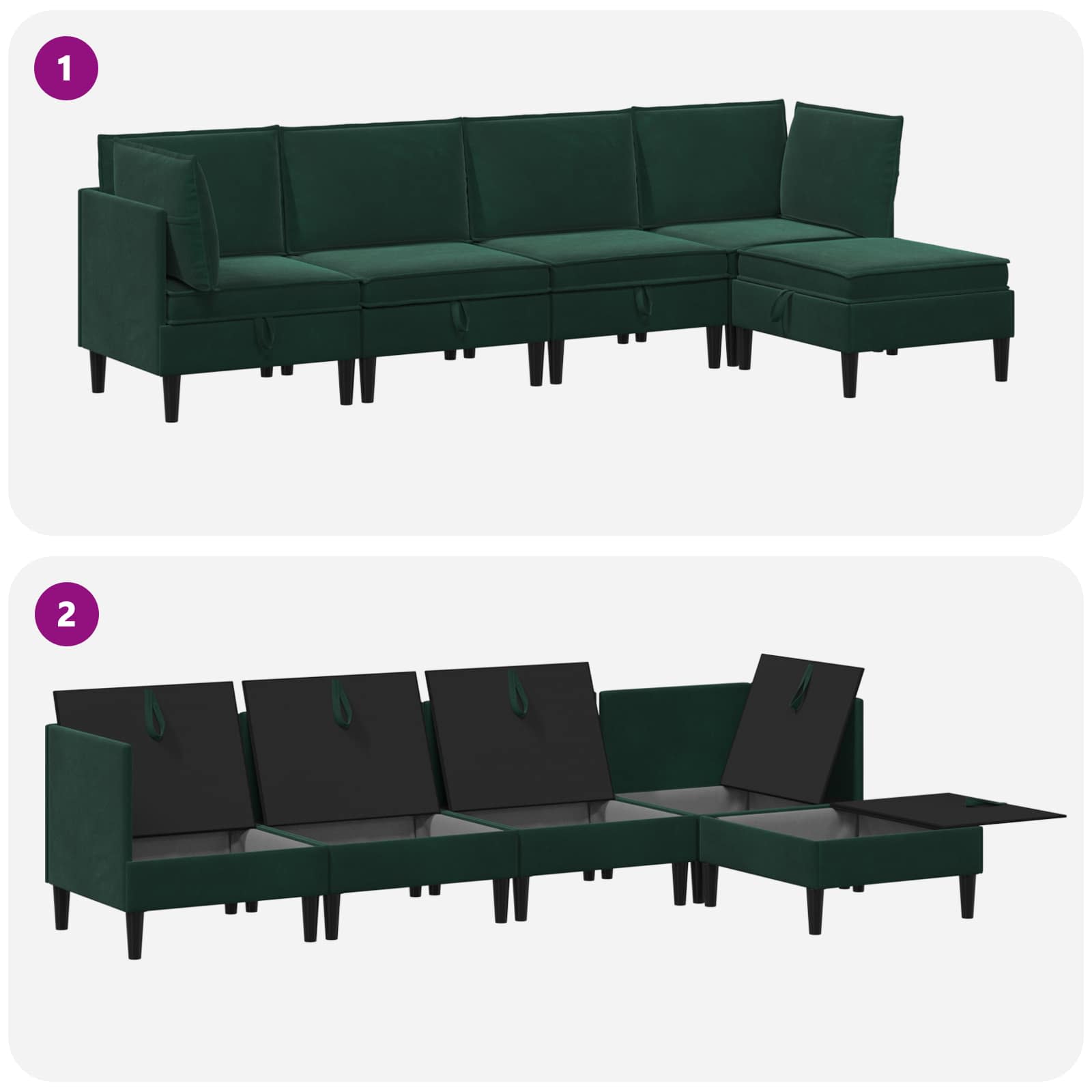 Set namještaja za dnevni boravak 5 pcs Tamnozelena Baršun