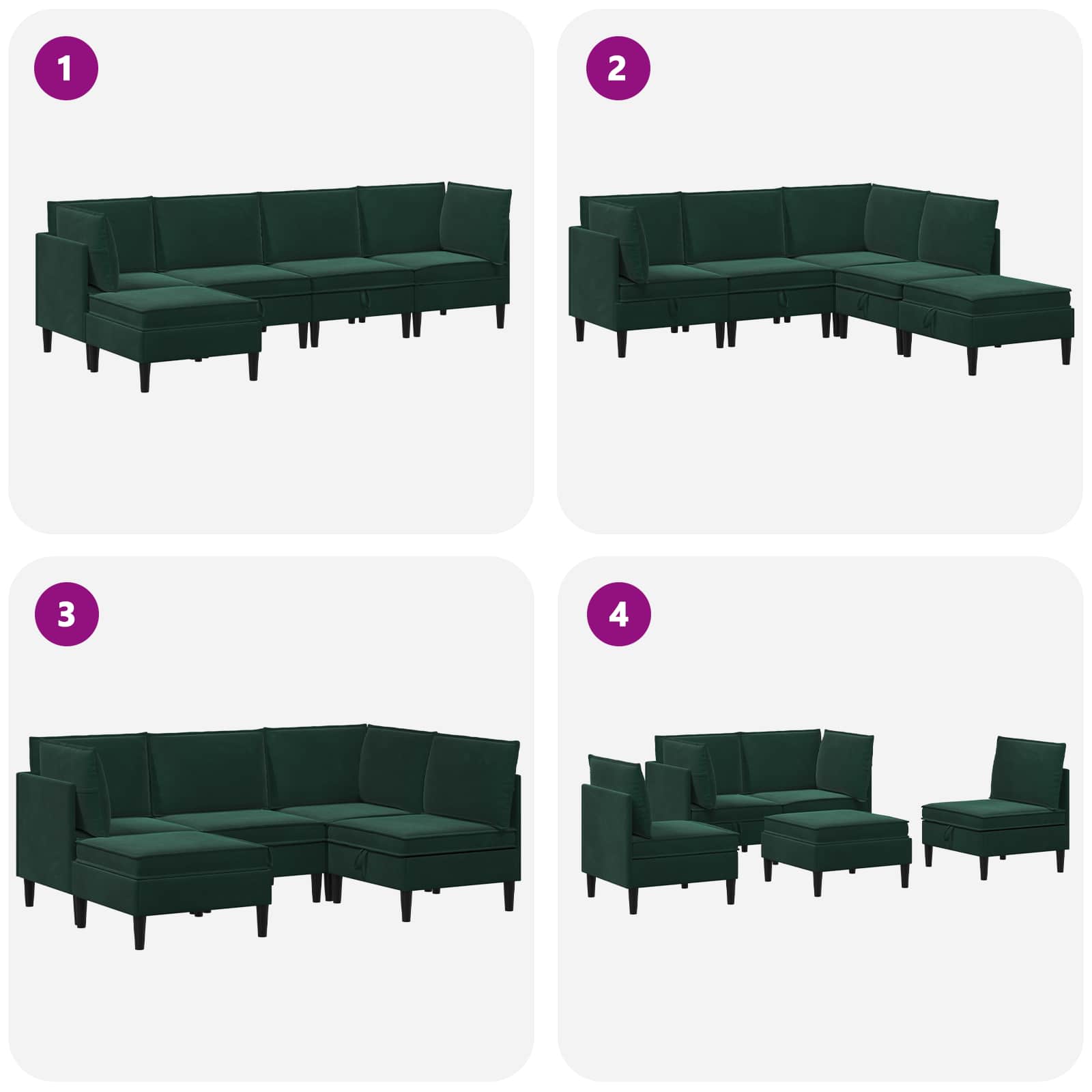 Set namještaja za dnevni boravak 5 pcs Tamnozelena Baršun
