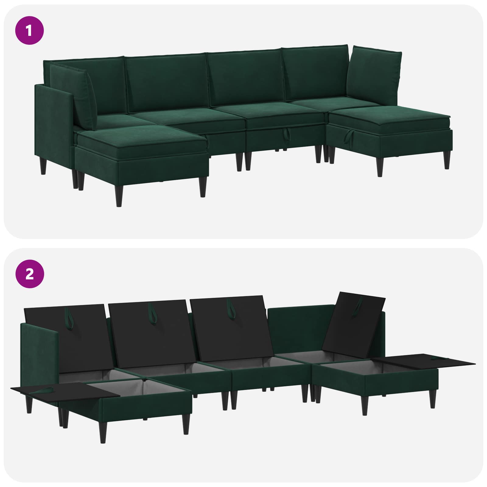 Set namještaja za dnevni boravak 6 pcs Tamnozelena Baršun