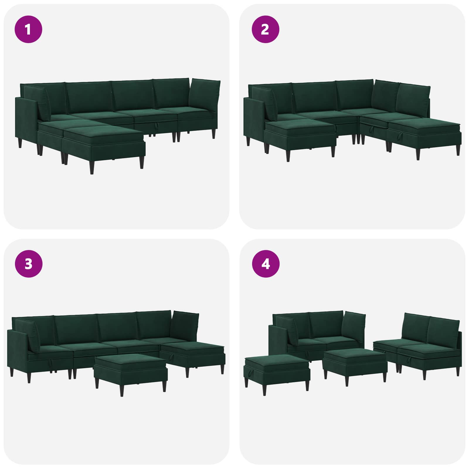 Set namještaja za dnevni boravak 6 pcs Tamnozelena Baršun