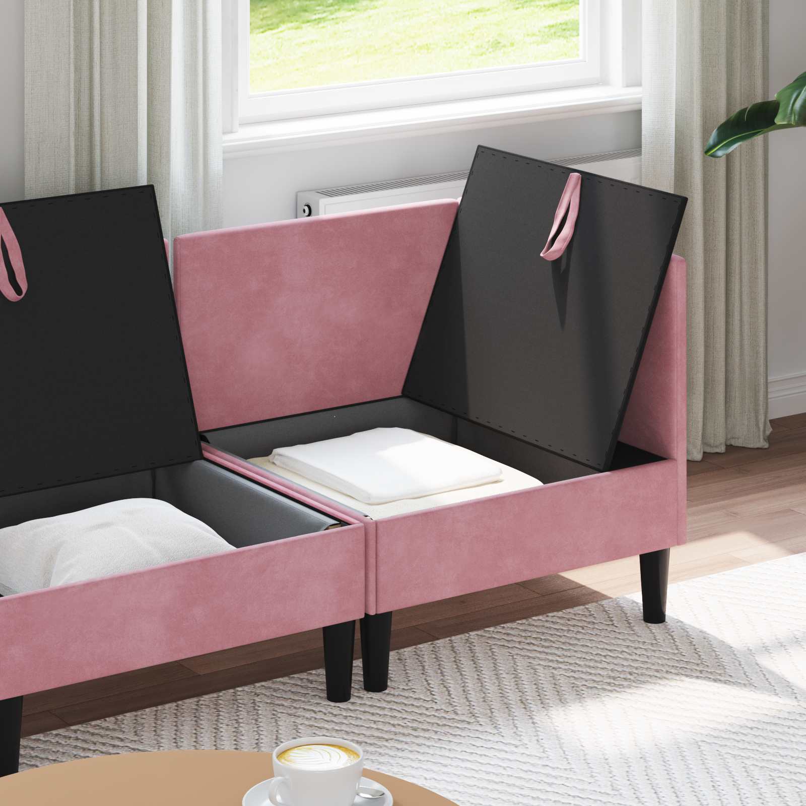 Set namještaja za dnevni boravak 3 pcs Ružičasta Baršun