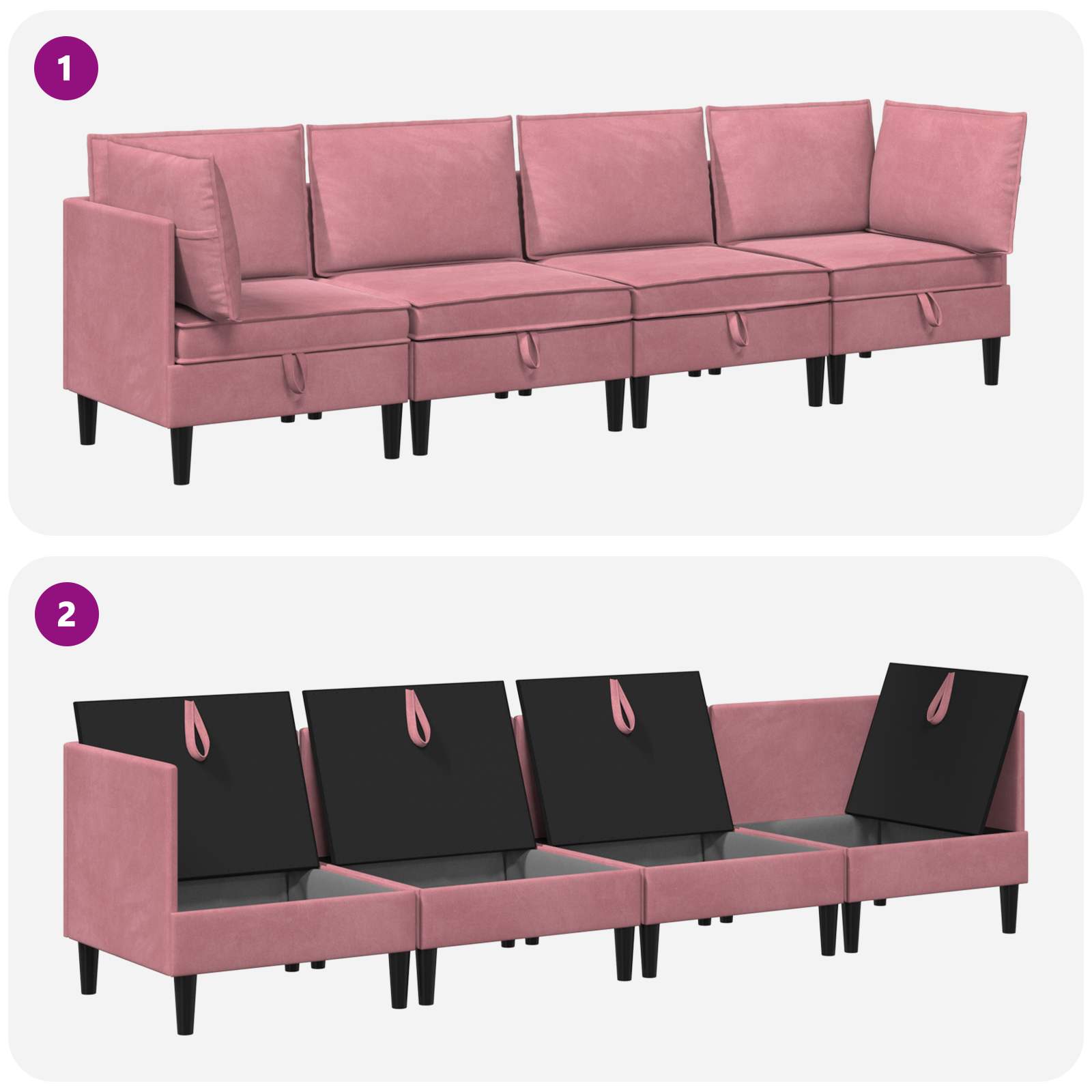 Set namještaja za dnevni boravak 4 pcs Ružičasta Baršun