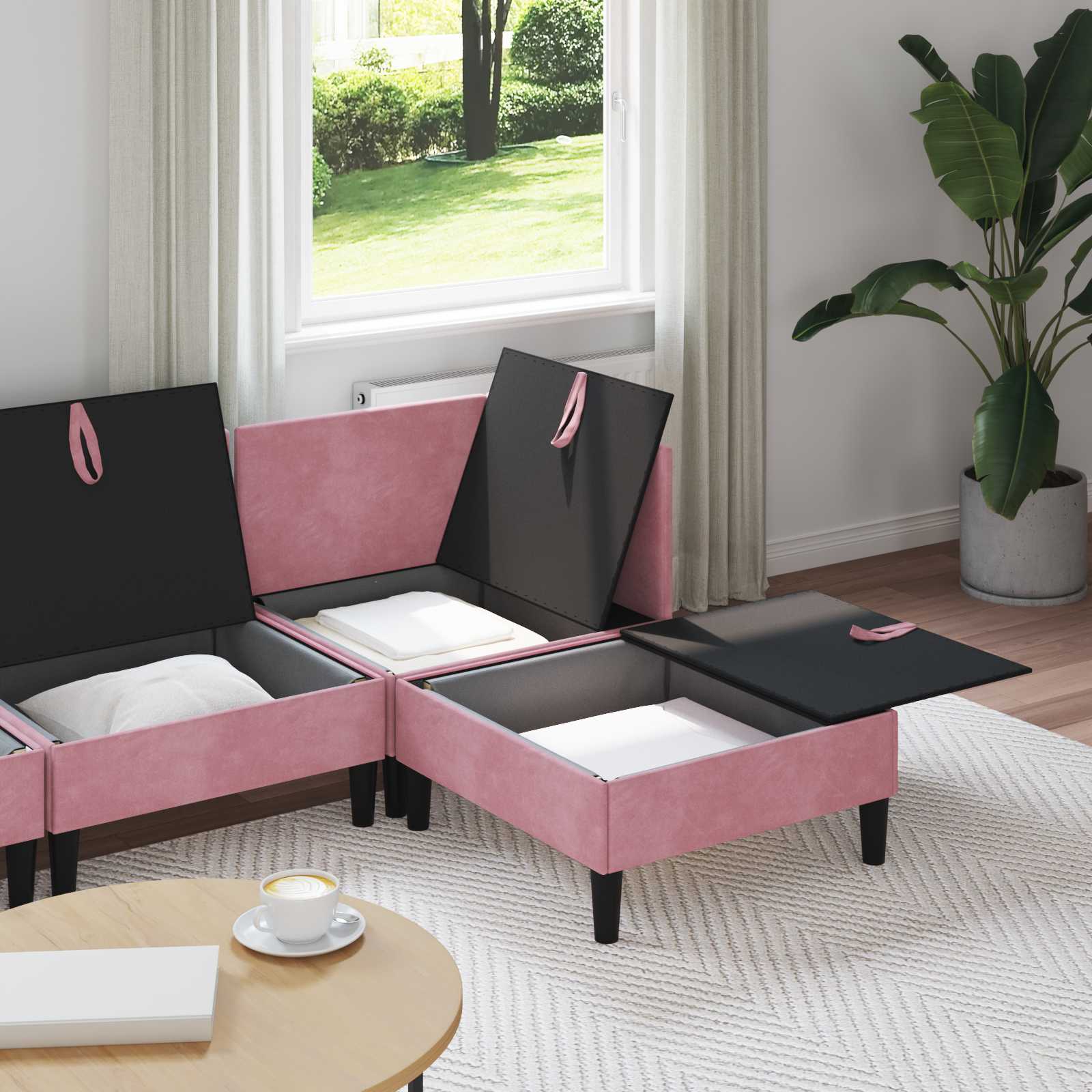 Set namještaja za dnevni boravak 4 pcs Ružičasta Baršun