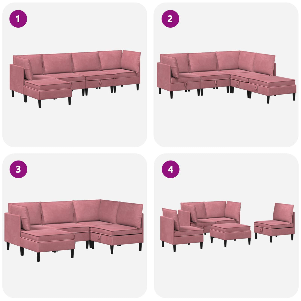 Set namještaja za dnevni boravak 5 pcs Ružičasta Baršun