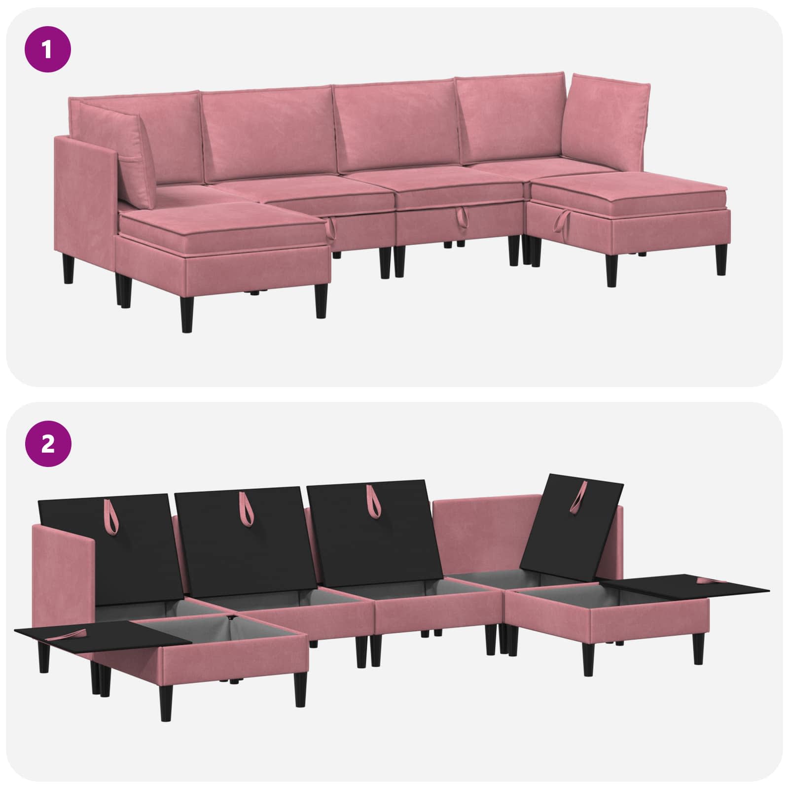 Set namještaja za dnevni boravak 6 pcs Ružičasta Baršun