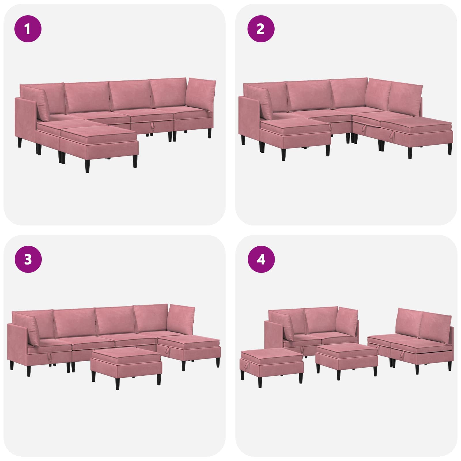 Set namještaja za dnevni boravak 6 pcs Ružičasta Baršun