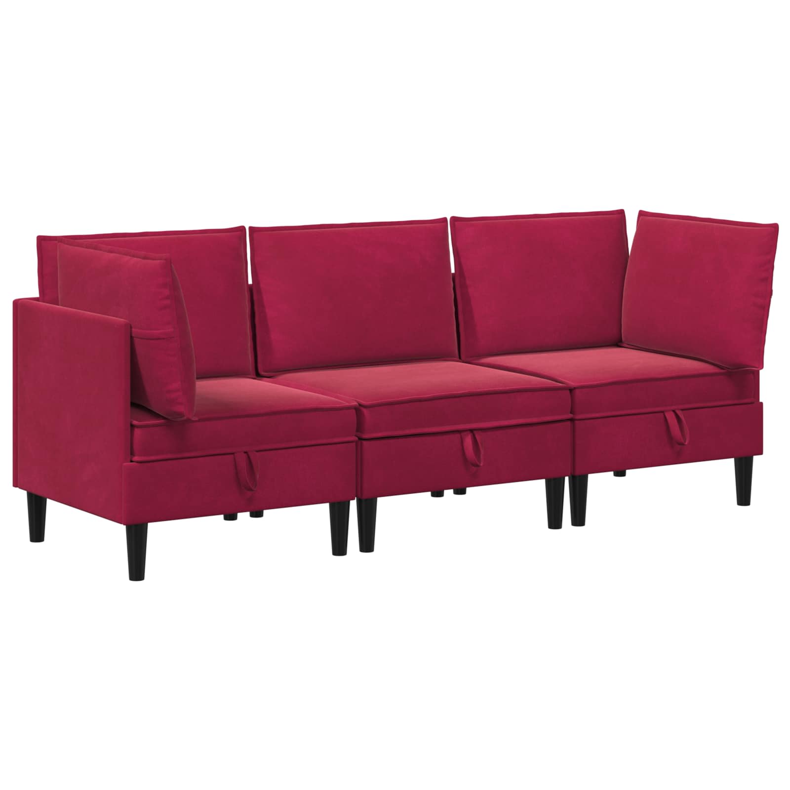 Set namještaja za dnevni boravak 3 pcs Vinska crvena Baršun