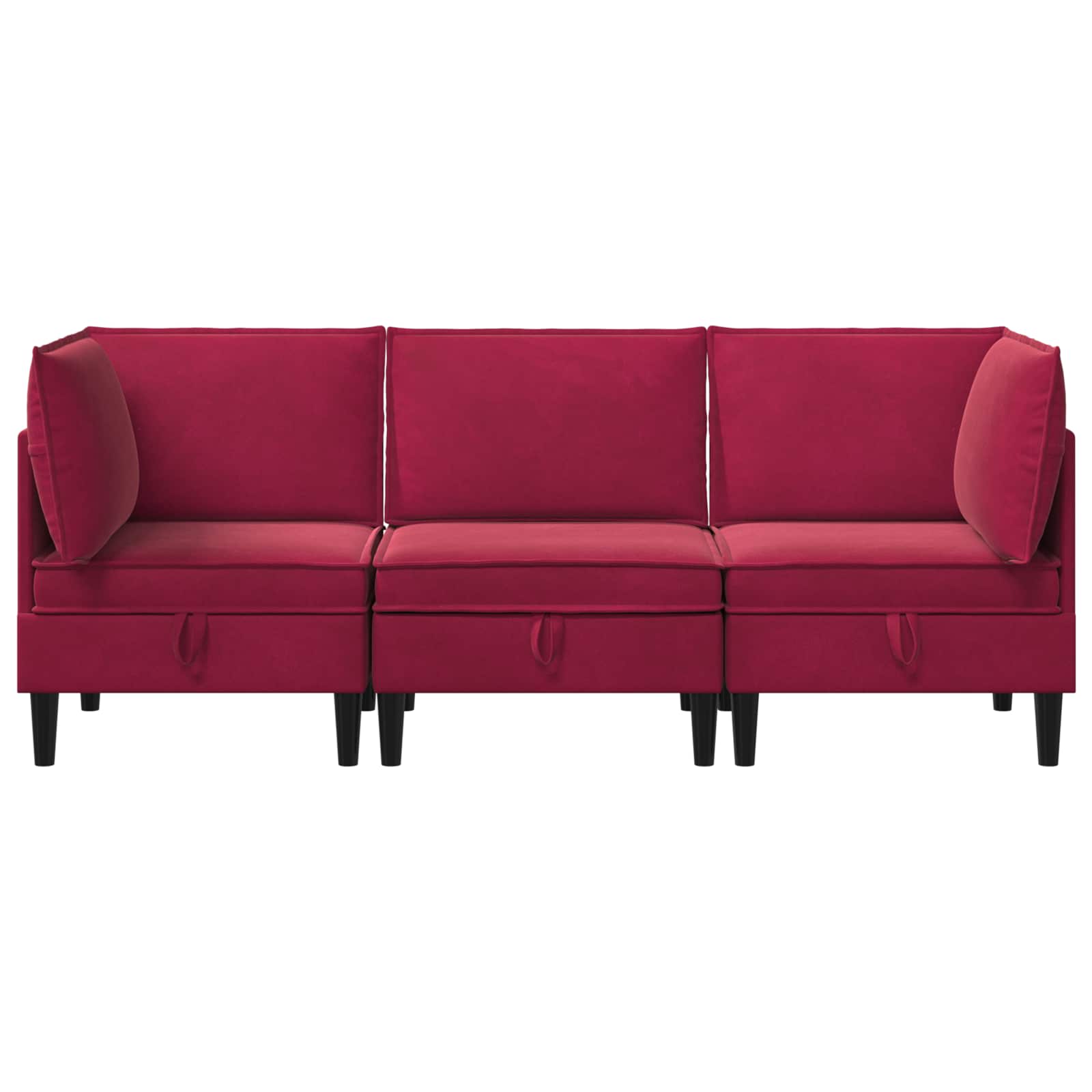 Set namještaja za dnevni boravak 3 pcs Vinska crvena Baršun