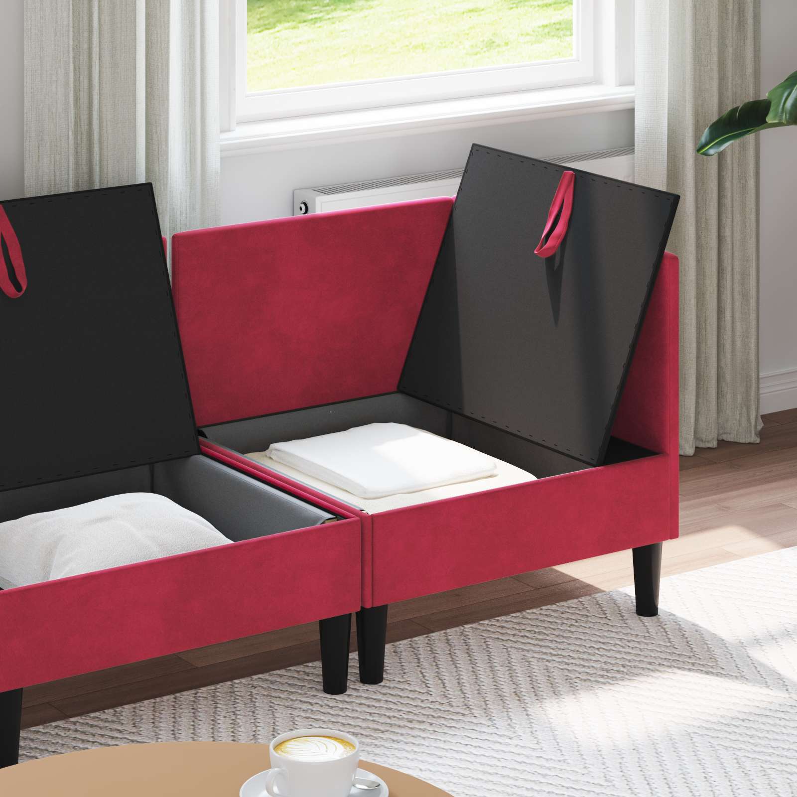 Set namještaja za dnevni boravak 4 pcs Vinska crvena Baršun