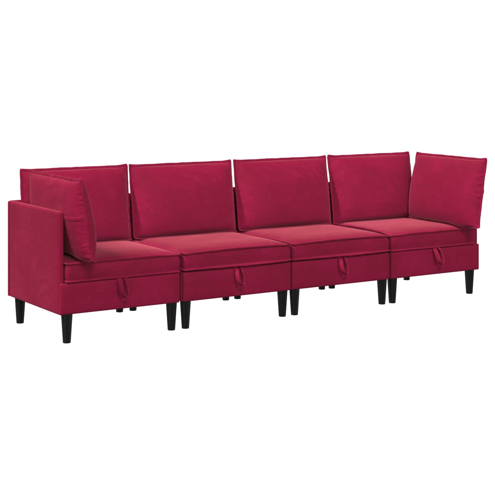Set namještaja za dnevni boravak 4 pcs Vinska crvena Baršun