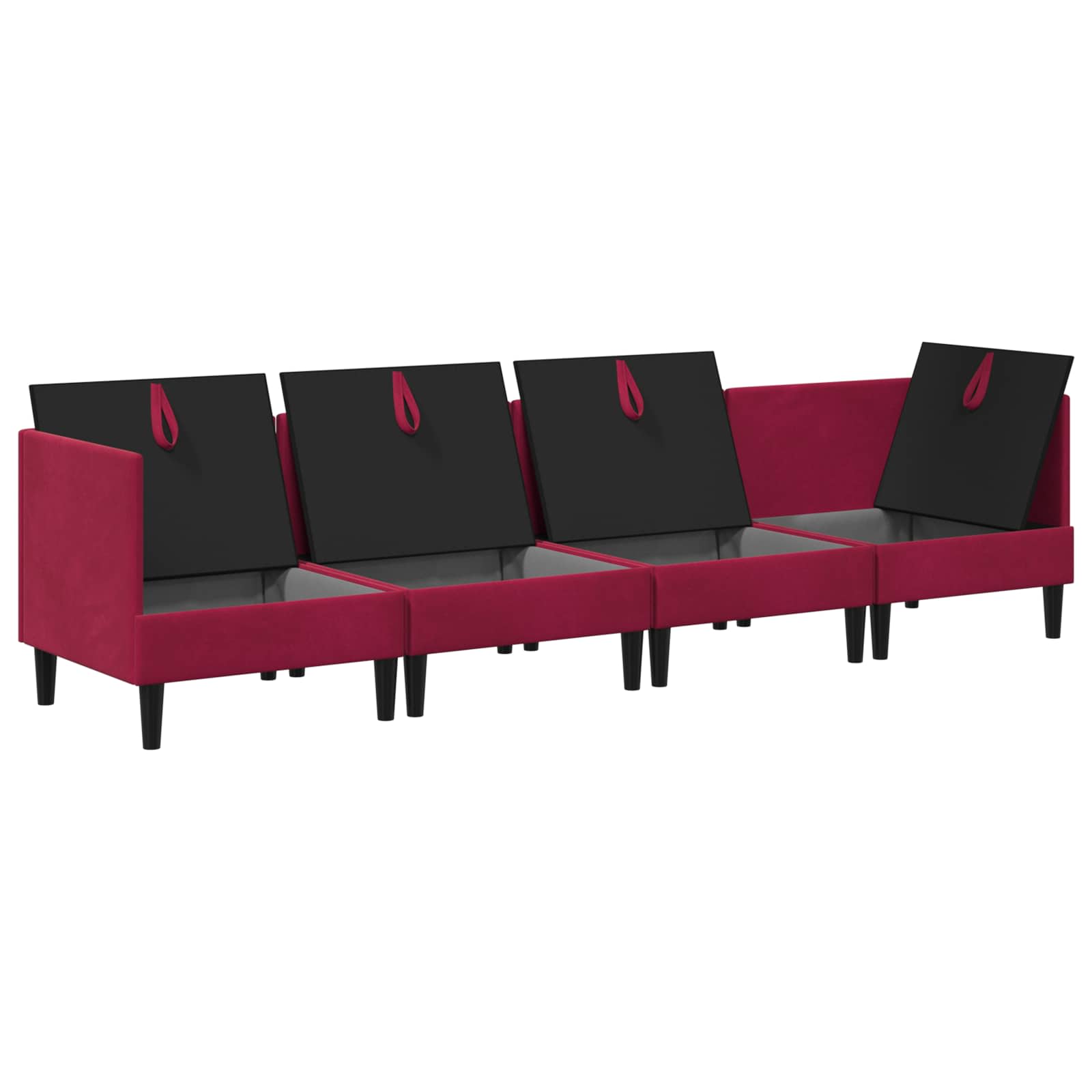 Set namještaja za dnevni boravak 4 pcs Vinska crvena Baršun