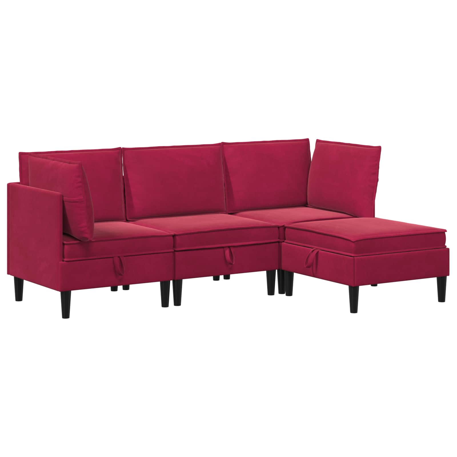 Set namještaja za dnevni boravak 4 pcs Vinska crvena Baršun