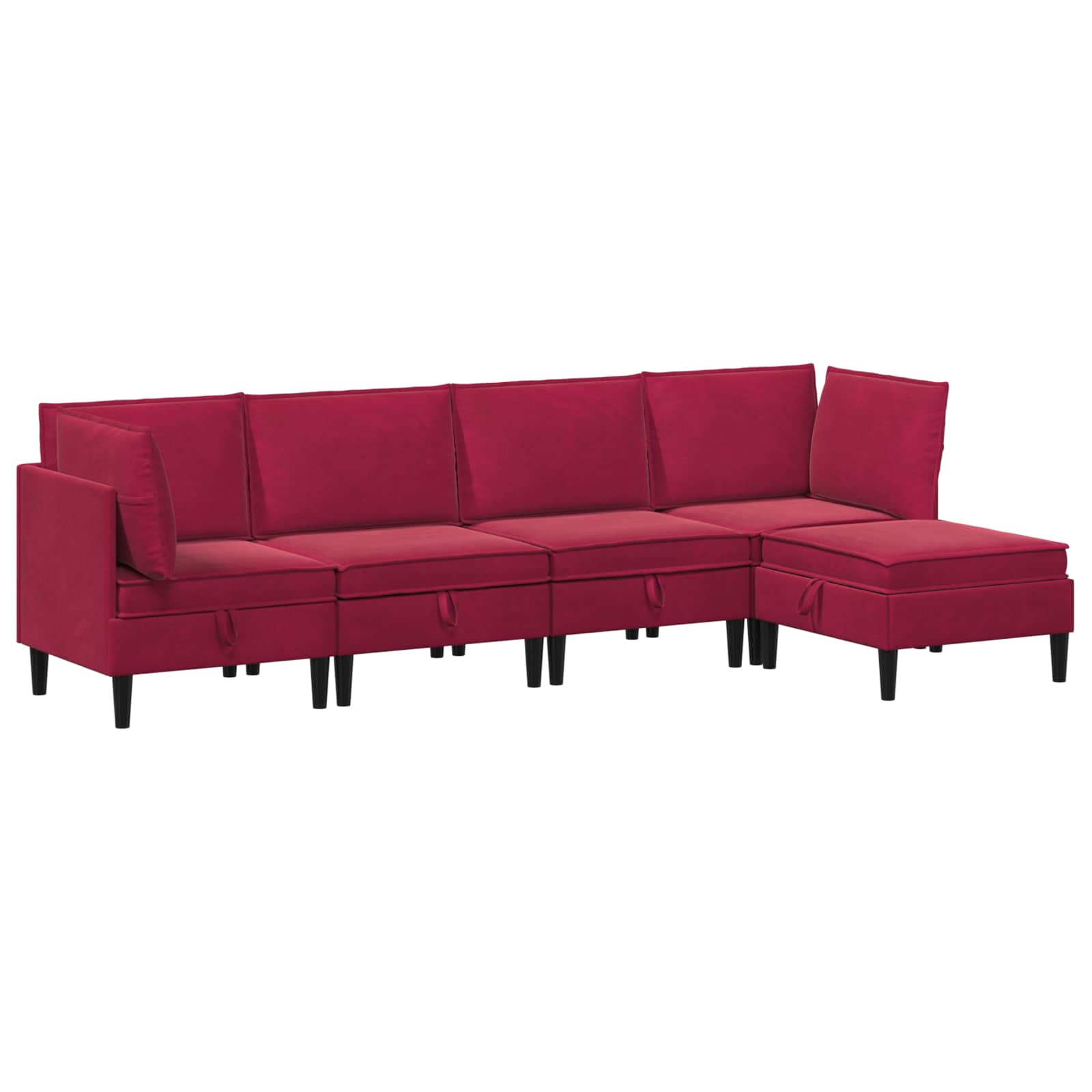 Set namještaja za dnevni boravak 5 pcs Vinska crvena Baršun
