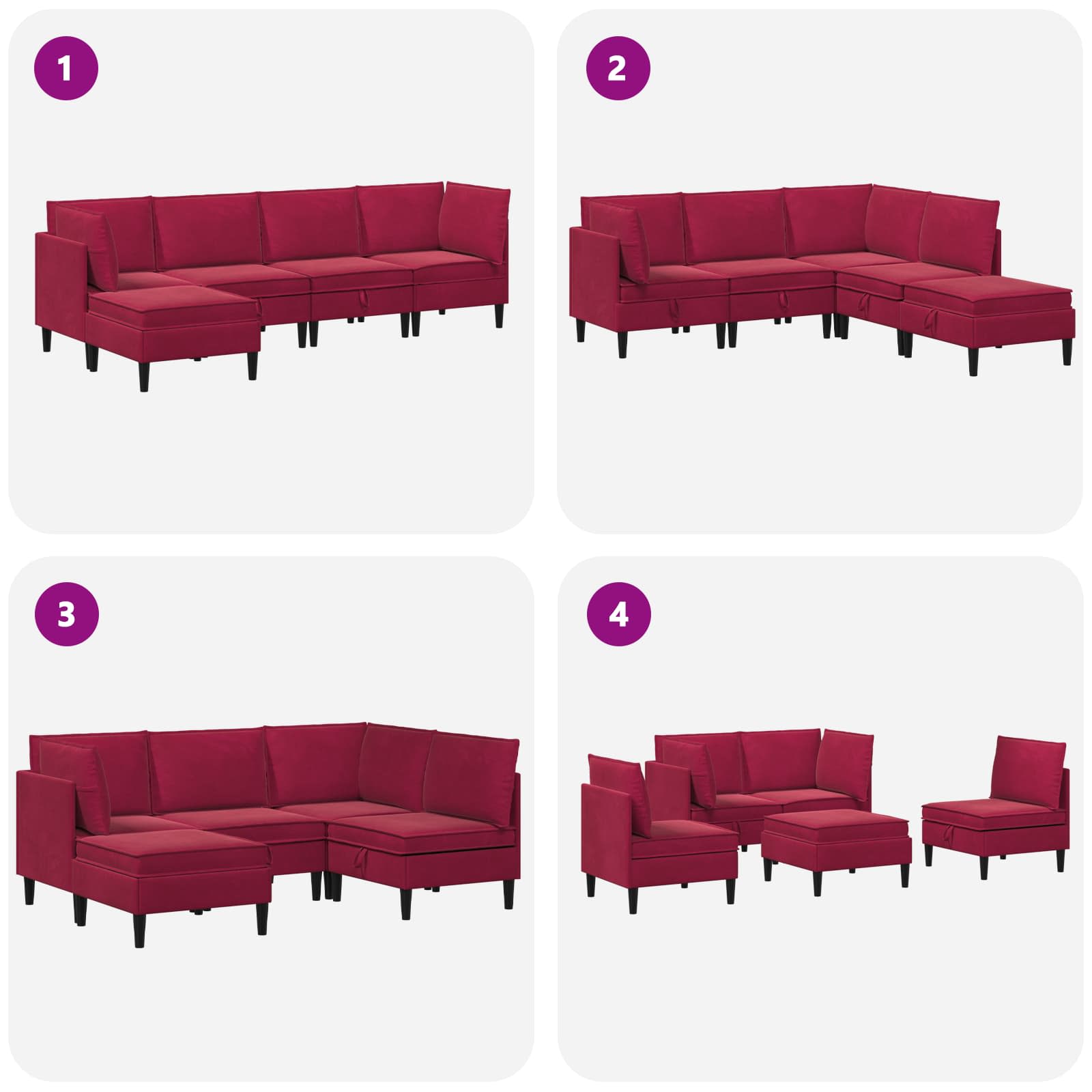 Set namještaja za dnevni boravak 5 pcs Vinska crvena Baršun