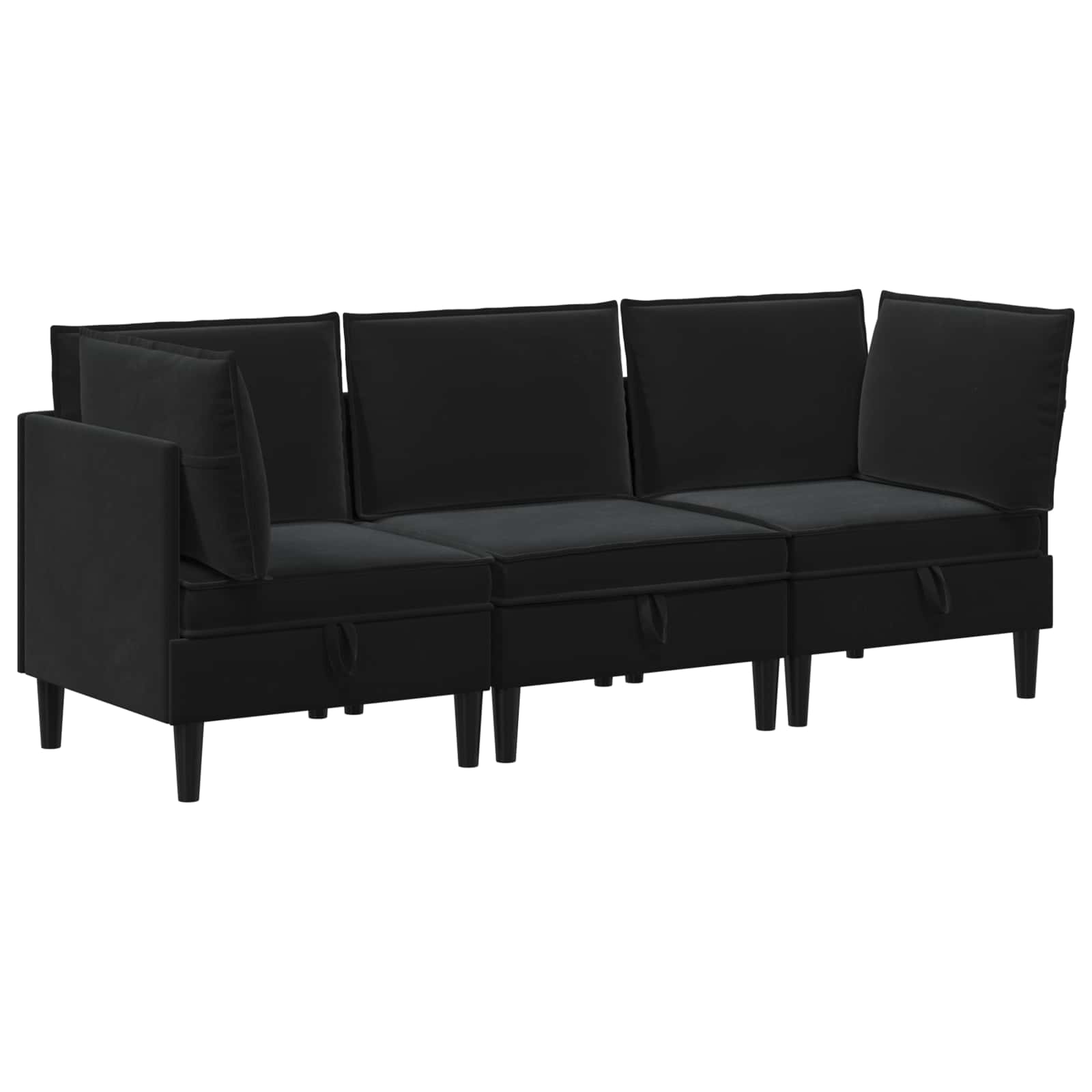 Set namještaja za dnevni boravak s jastukom 3 pcs Crna Baršun