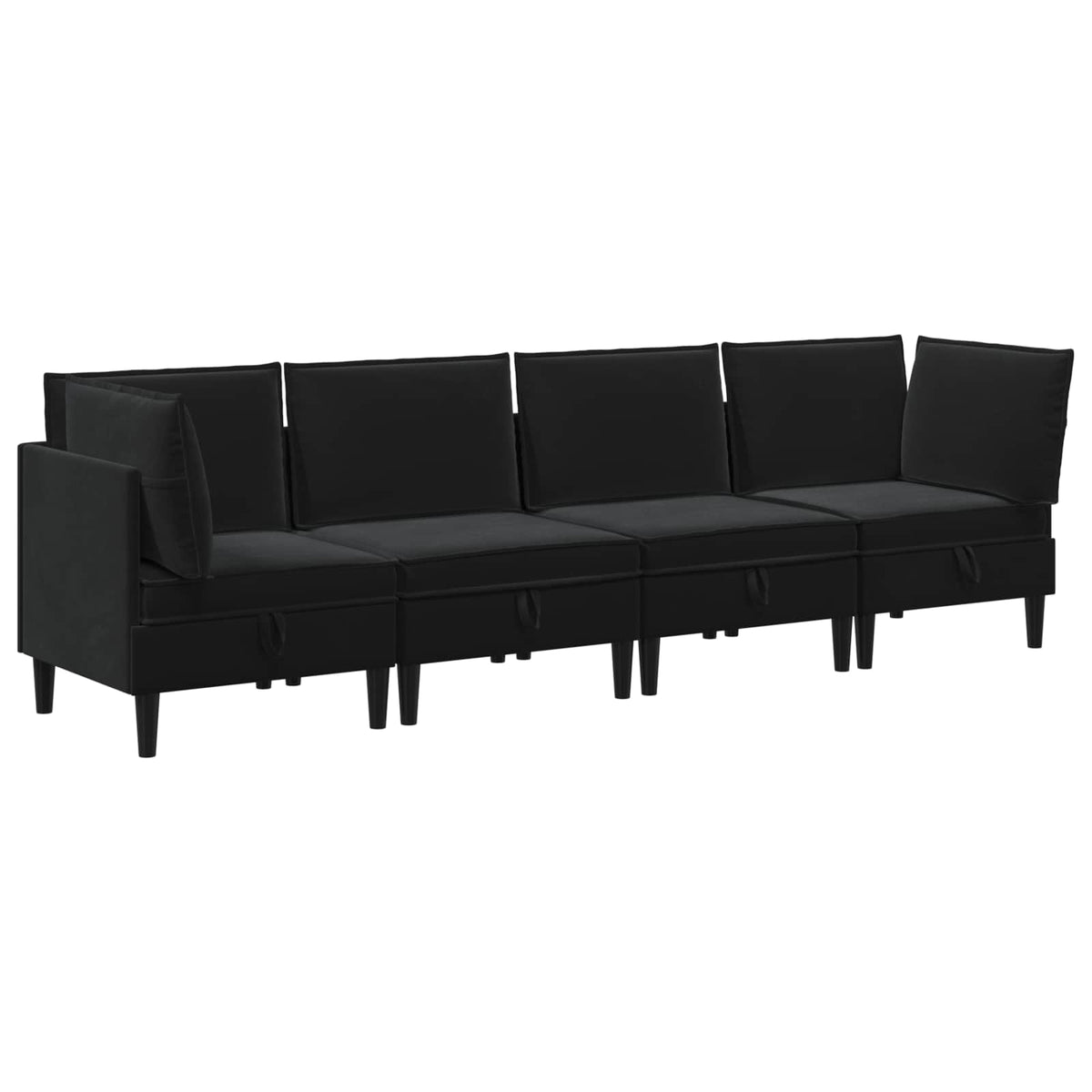 Set namještaja za dnevni boravak s jastukom 4 pcs Crna Baršun