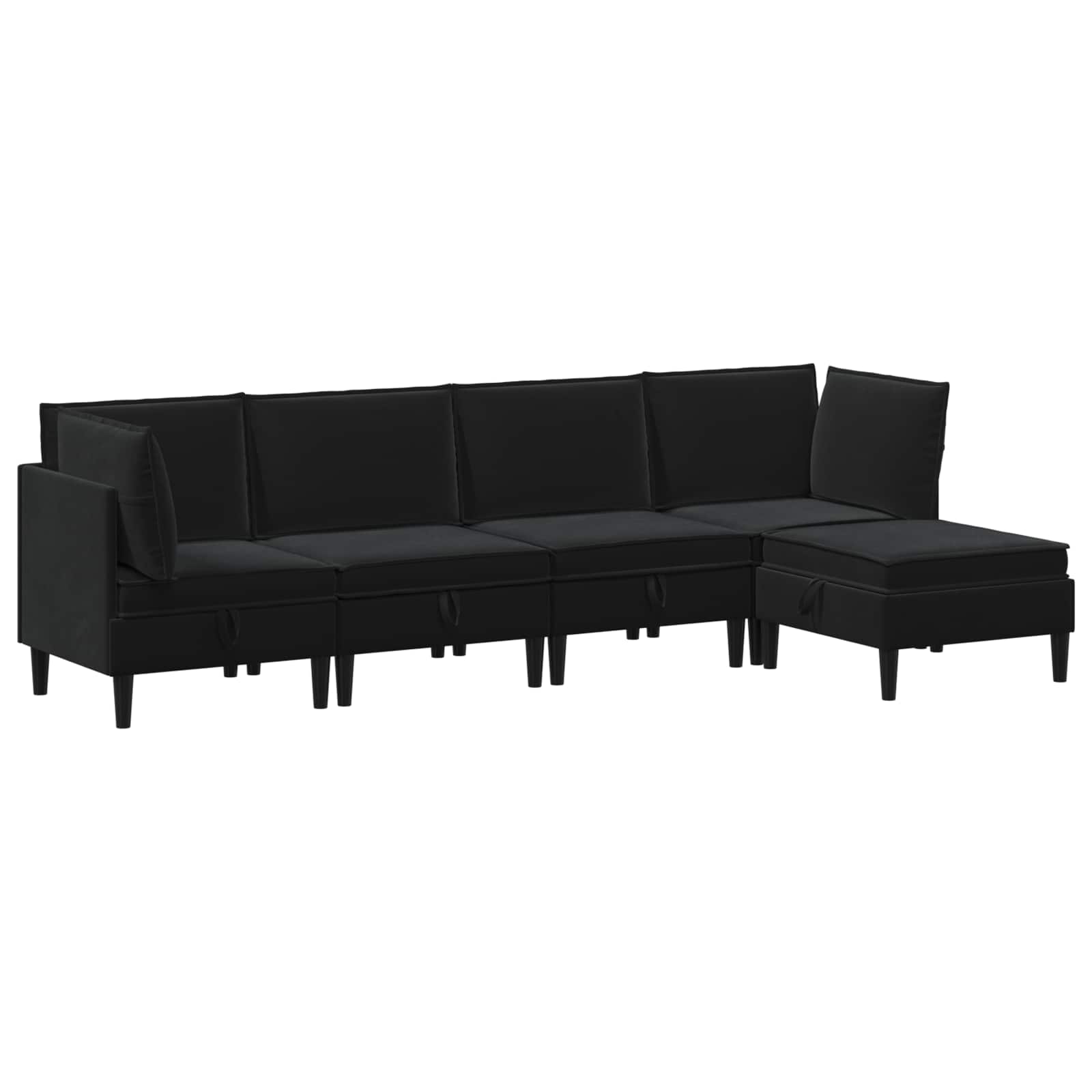 Set namještaja za dnevni boravak s jastukom 5 pcs Crna Baršun